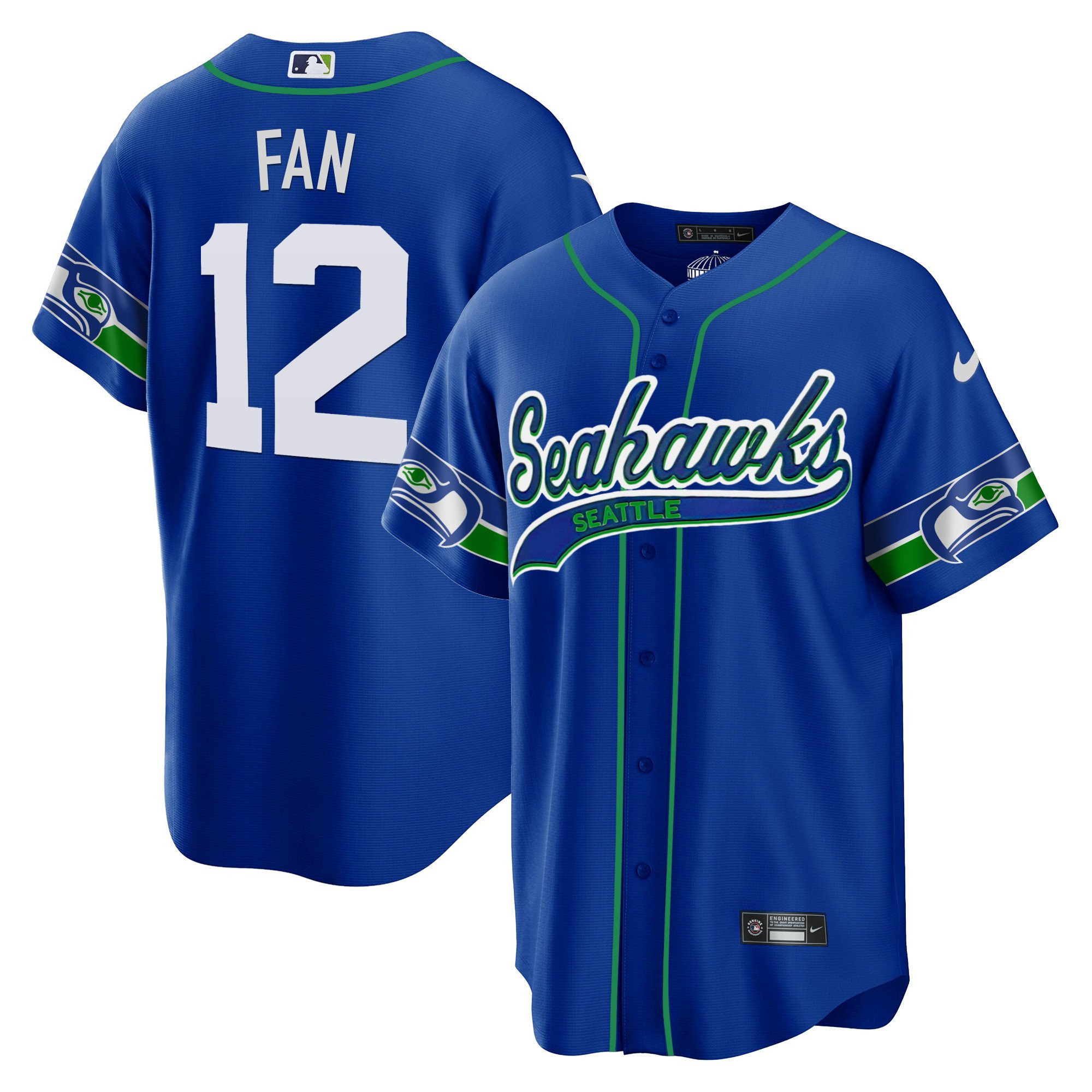 12th Fan Seattle Seahawks Throwback Men Jersey - Royal
