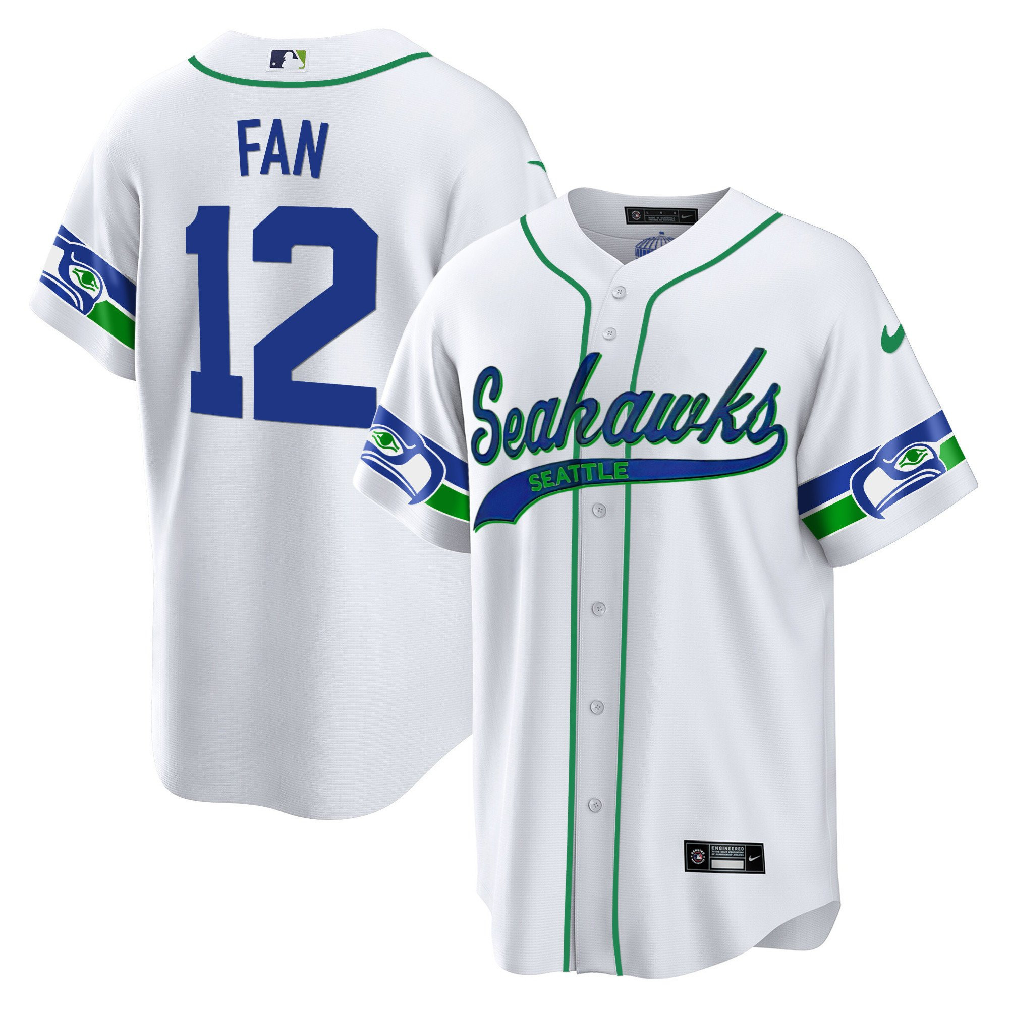 12th Fan Seattle Seahawks Throwback Men Jersey - White