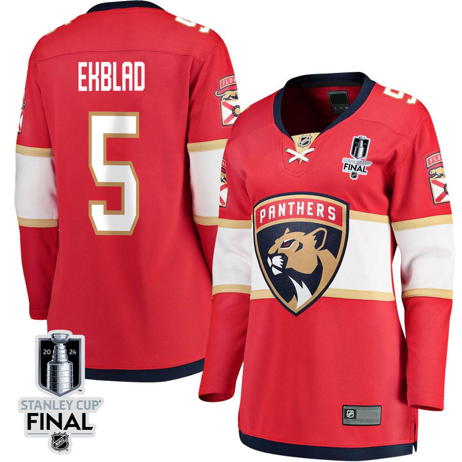 Aaron Ekblad 5 Florida Panthers 2024 STANLEY CUP Final Women's Home Breakaway Jersey - Red