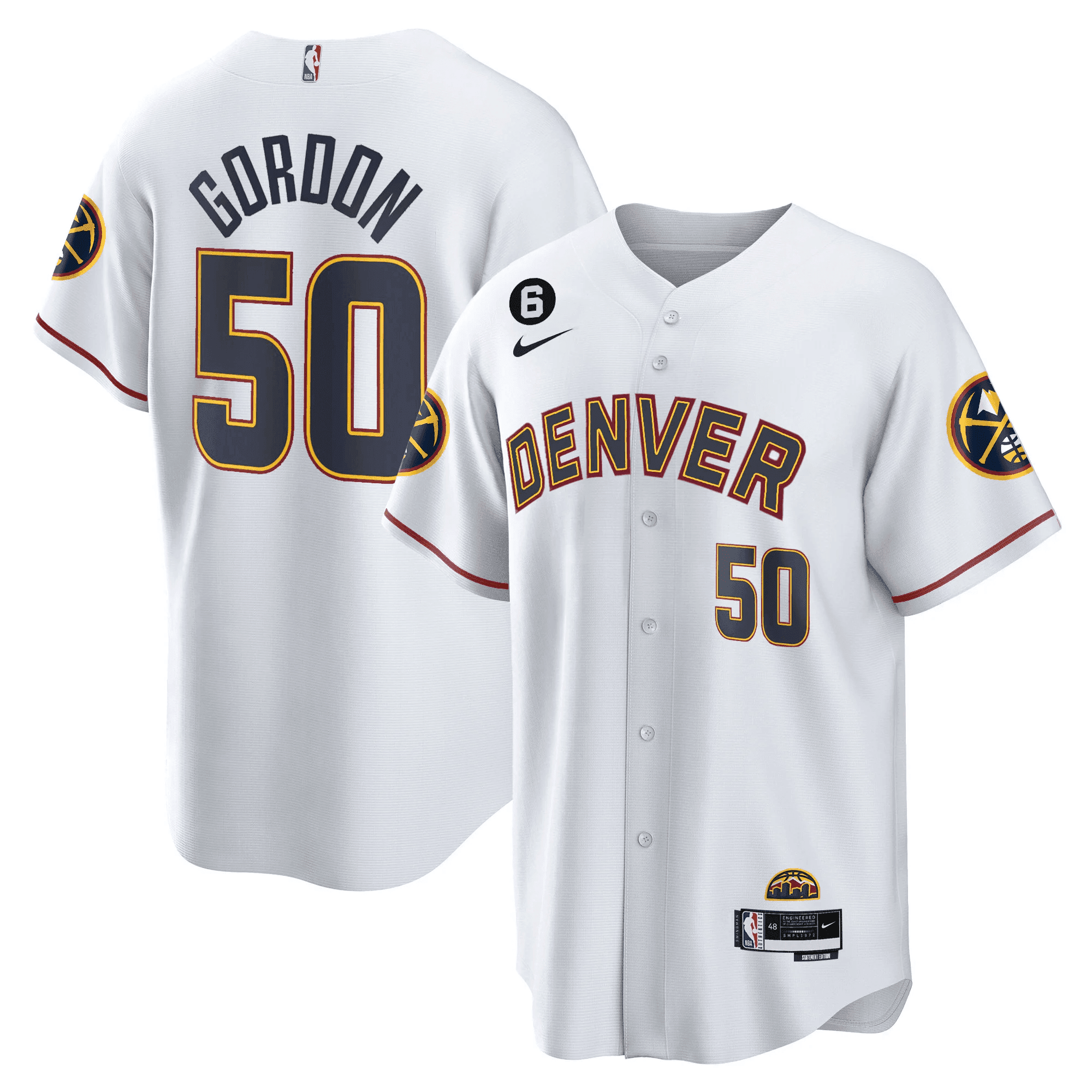 Aaron Gordon 50 Denver Nuggets Baseball Men Jersey - White