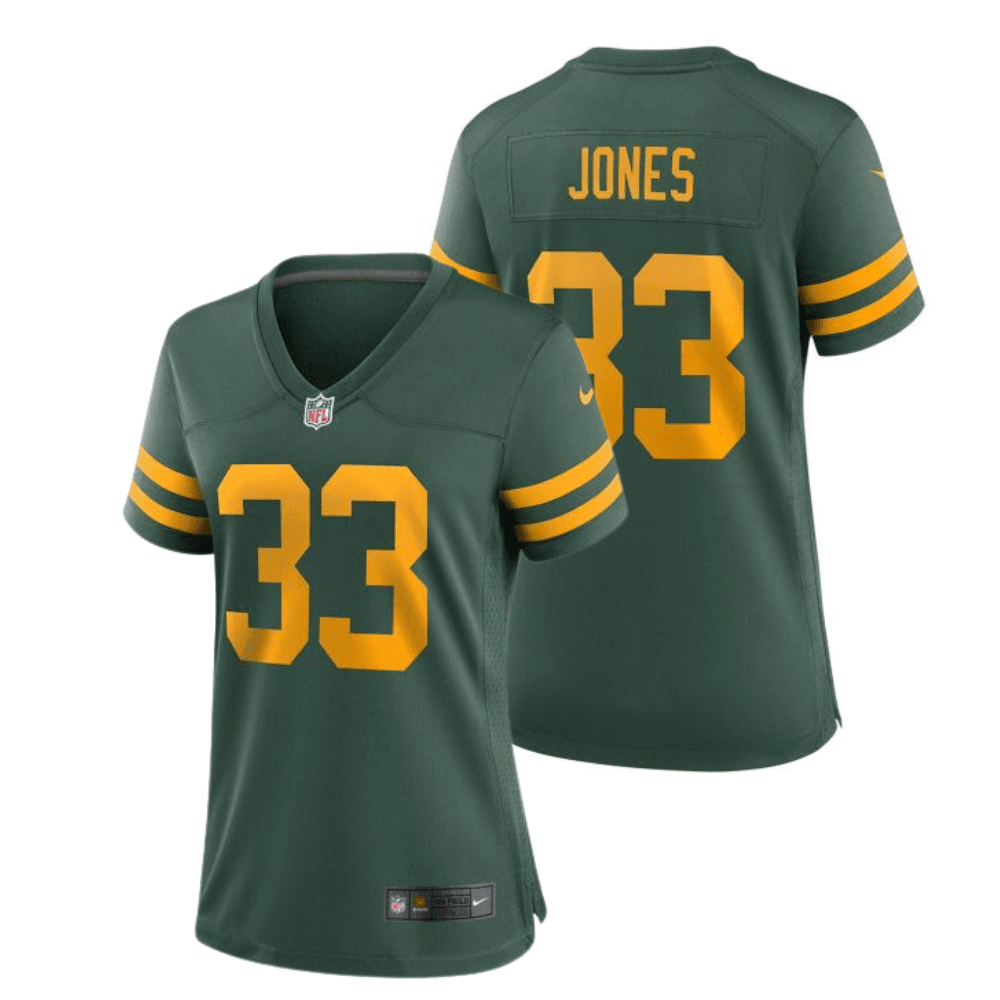 Aaron Jones 33 Green Bay Packers 50s Classic Women Game Jersey - Green & Gold