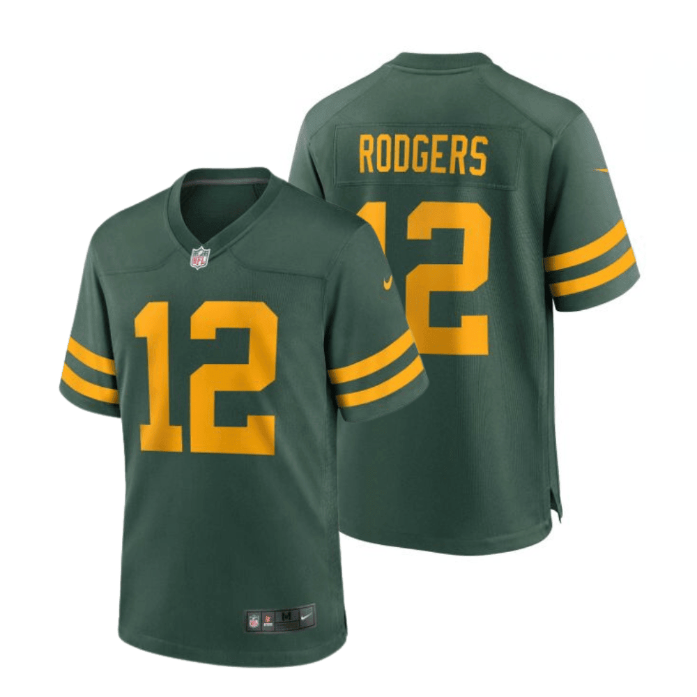 Aaron Rodgers 12 Green Bay Packers 50s Classic YOUTH Game Jersey - Green & Gold