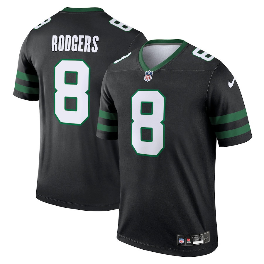 Aaron Rodgers 8 New York Jets Alternate Legend Jersey - Men, Legacy Black