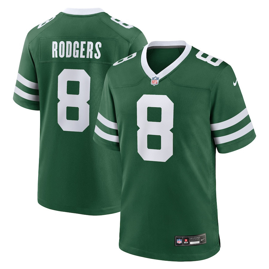 Aaron Rodgers 8 New York Jets Game Jersey - Men, Legacy Green