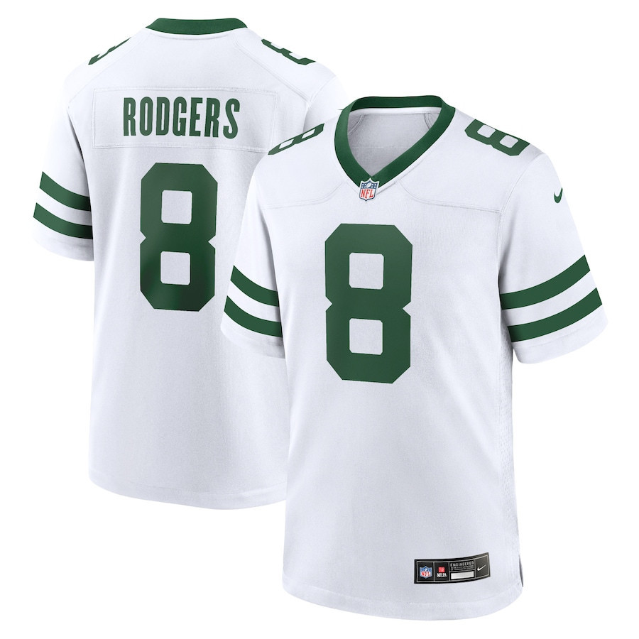 Aaron Rodgers 8 New York Jets Game Jersey - Men, Legacy White