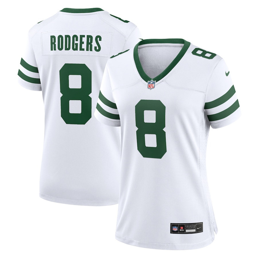 Aaron Rodgers 8 New York Jets Game Jersey - Women, White