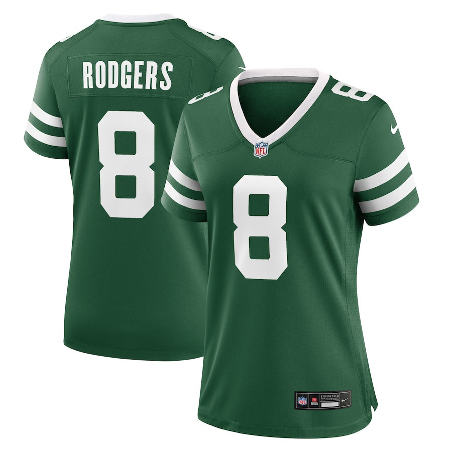 Aaron Rodgers 8 New York Jets Game Women Jersey - Legacy Green