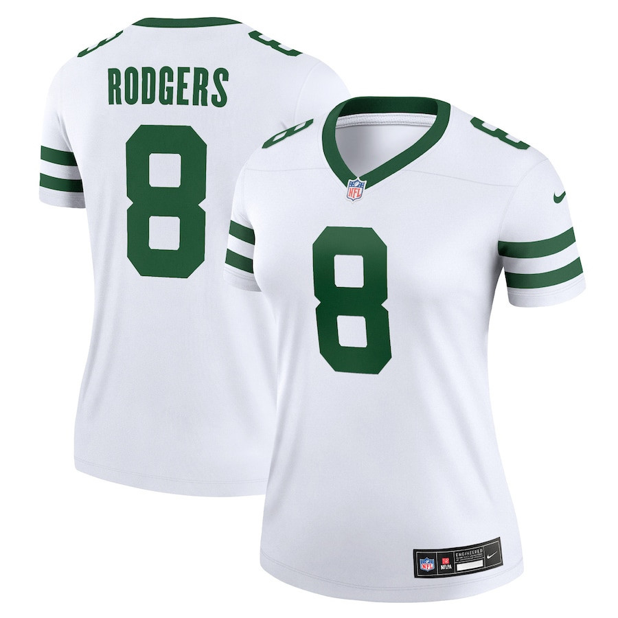 Aaron Rodgers 8 New York Jets Women Alternate Legend Jersey - Spotlight White