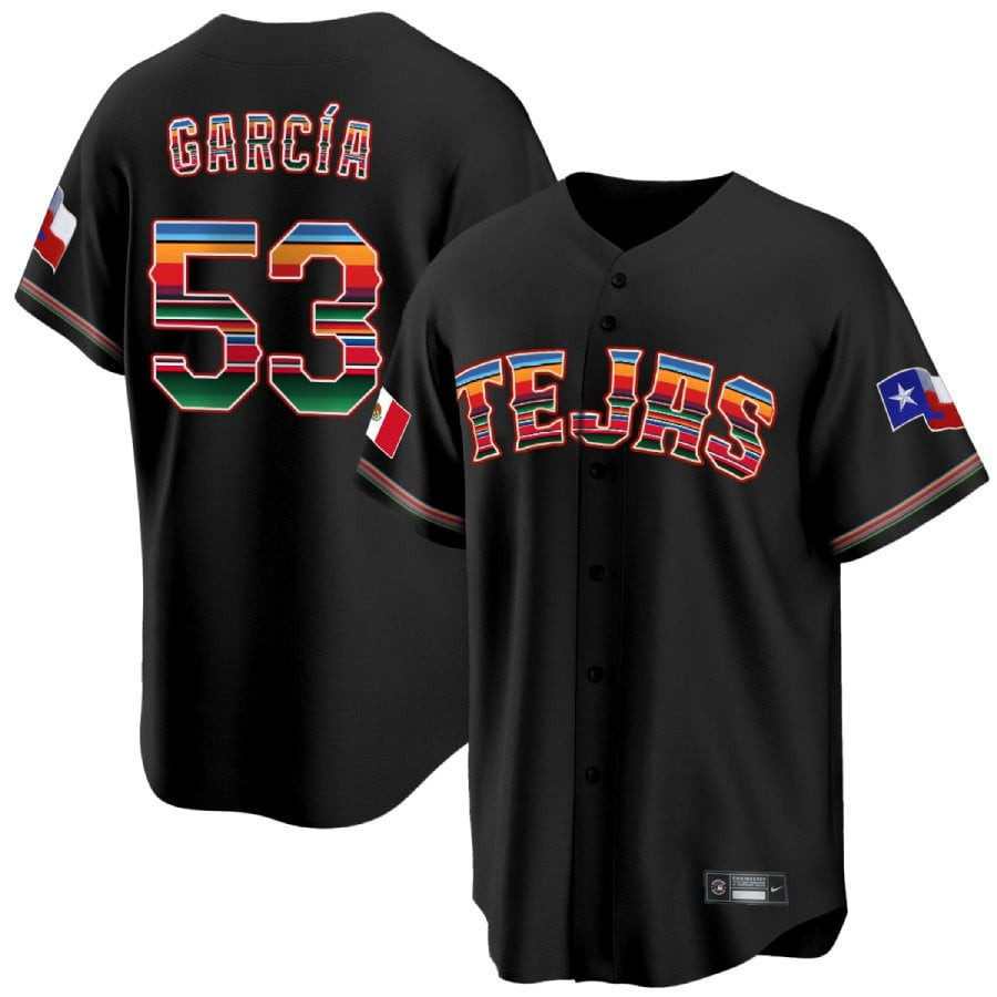 Adolis Garcia 53 Texas Rangers Mexican Collection Baseball Men Jersey - Black