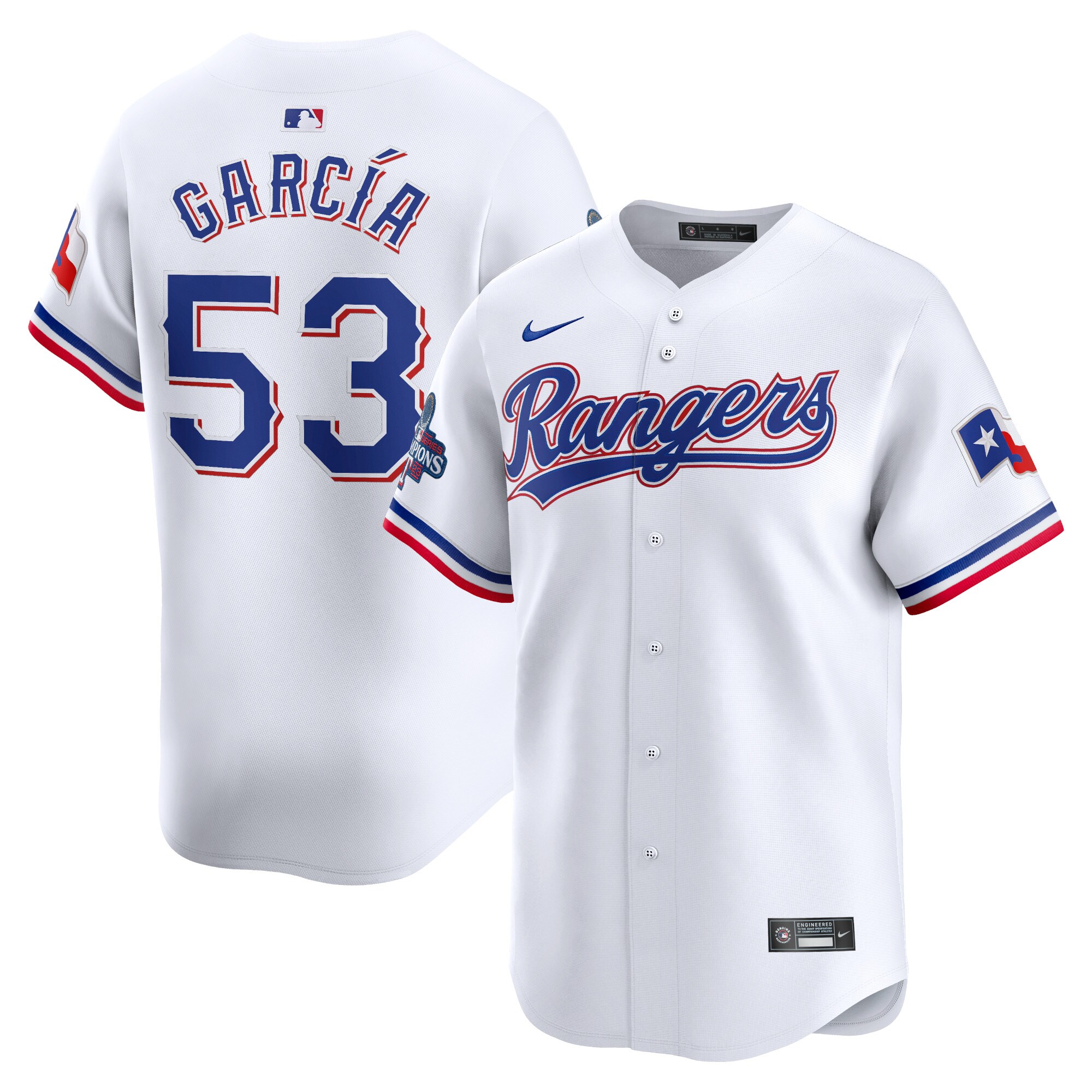 Adolis Garc\u00c3\u00ada Texas Rangers Home 2023 World Series Champions Limited Jersey - White
