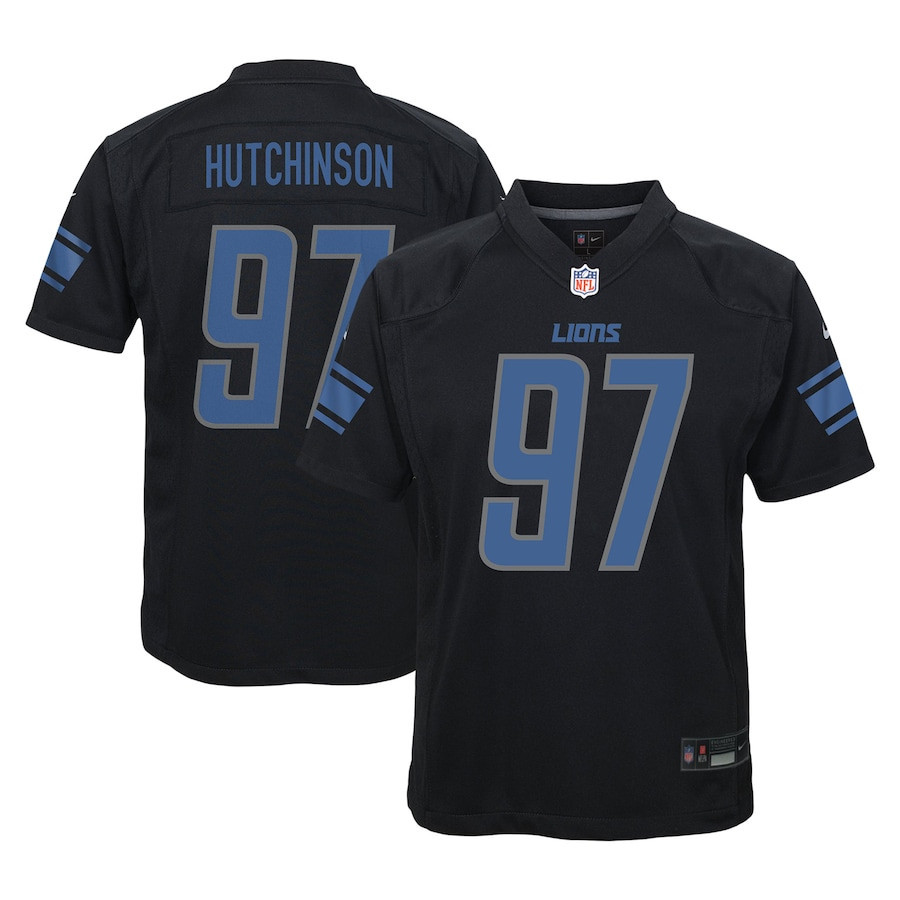 Aidan Hutchinson 97 Detroit Lions Fashion Game YOUTH Jersey - Black