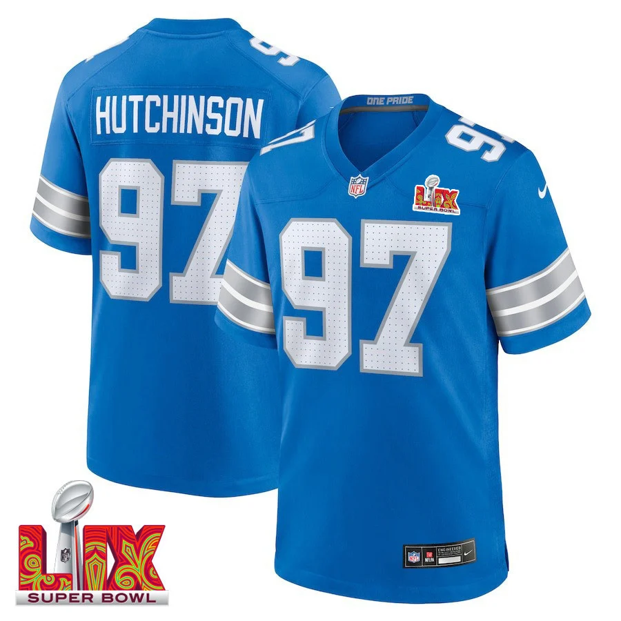 Aidan Hutchinson #97 Detroit Lions Super Bowl LIX Jersey - Men's - Blue
