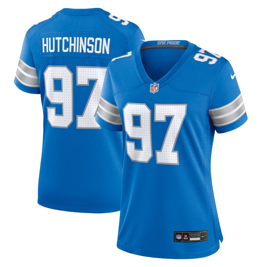 Aidan Hutchinson 97 Detroit Lions Women's Team Game Jersey - Blue