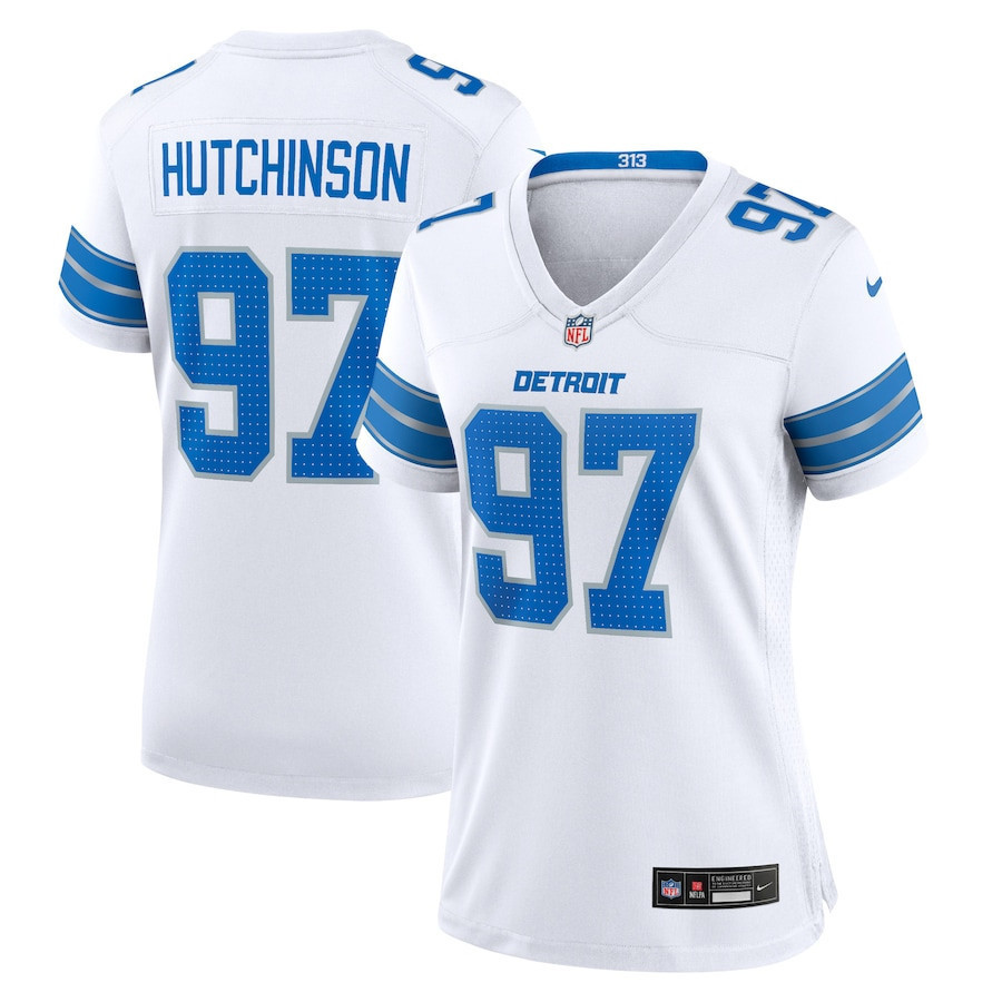 Aidan Hutchinson 97 Detroit Lions Women's White Game Jersey - White