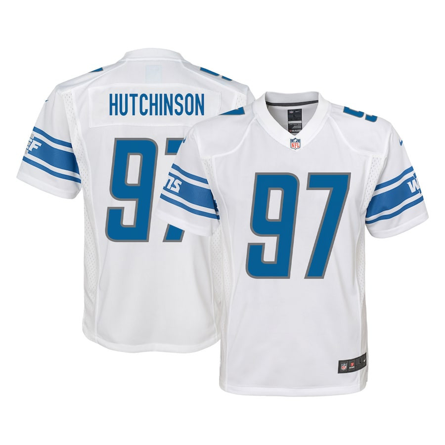 Aidan Hutchinson 97 Detroit Lions YOUTH Game Jersey - White