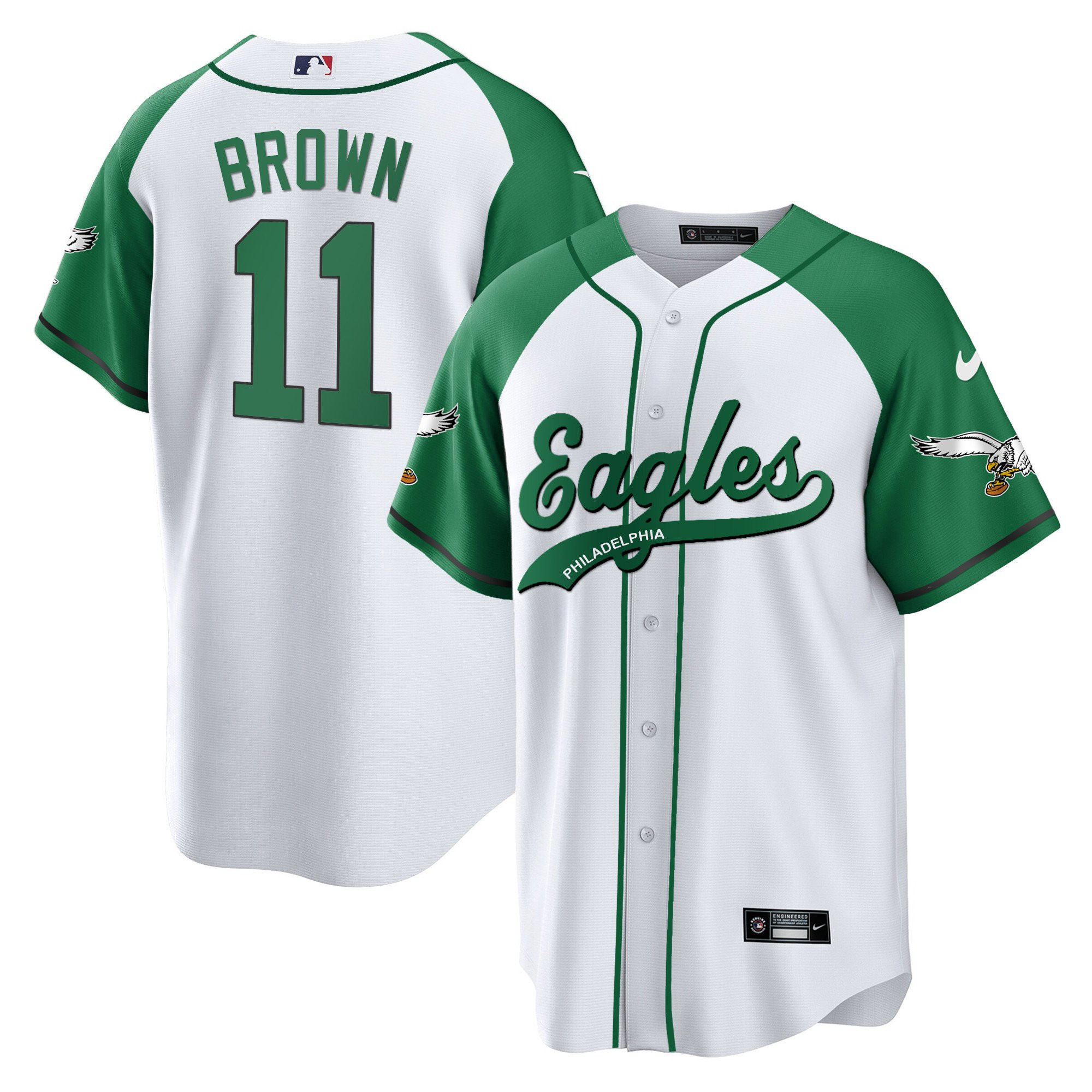 A.J. Brown 11 Philadelphia Eagles Baseball Men Jersey - Alternate