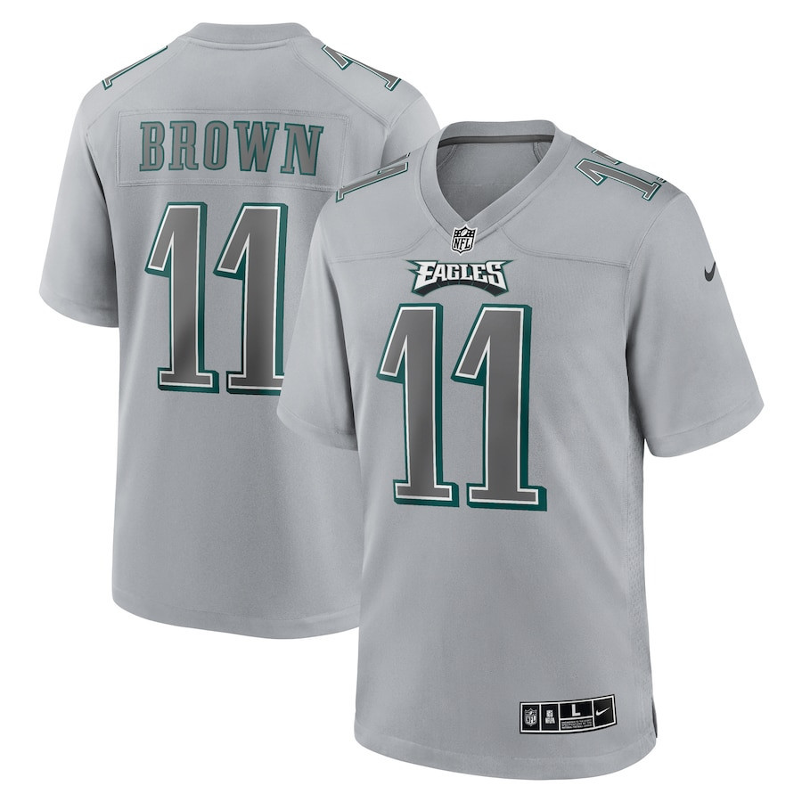 A.J. Brown 11 Philadelphia Eagles Men Atmosphere Fashion Game Jersey - Gray