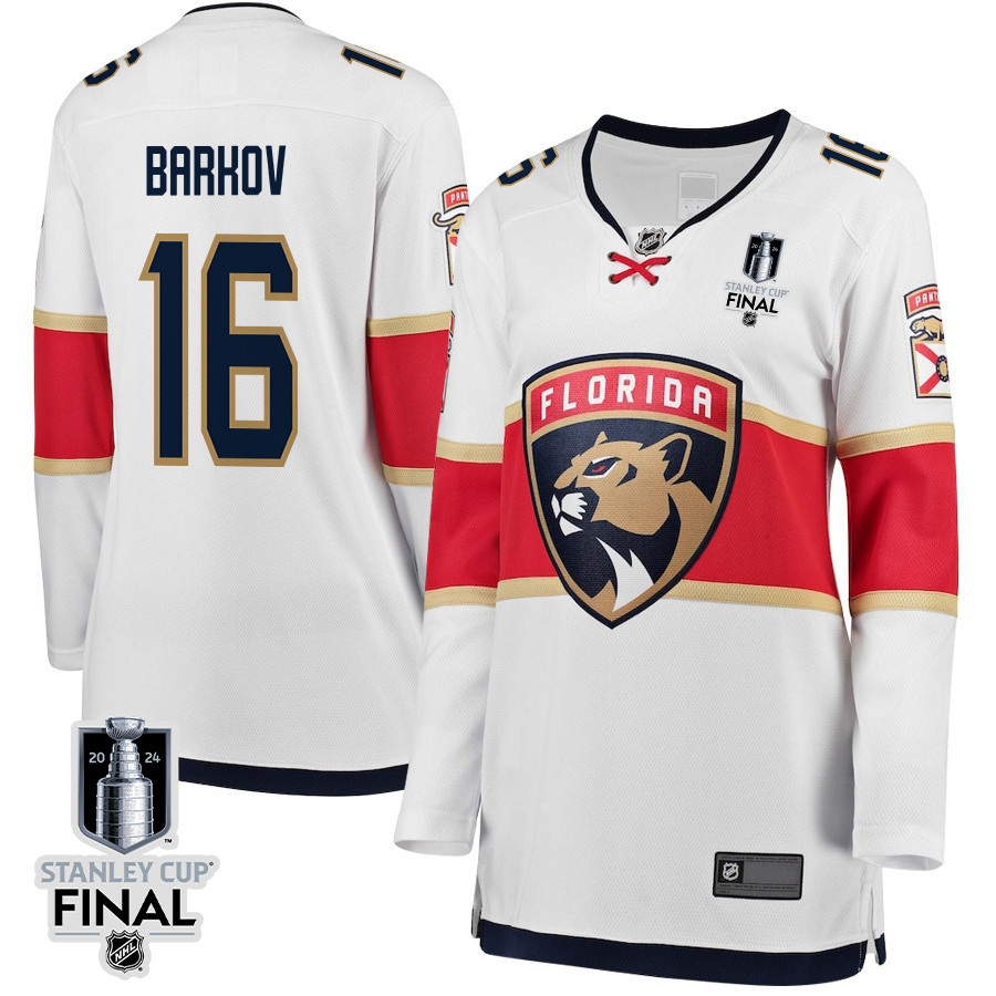 Aleksander Barkov 16 Florida Panthers 2024 STANLEY CUP Final Women's Away Breakaway Jersey - White