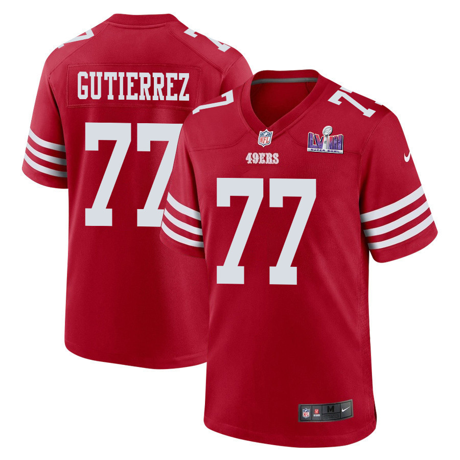 Alfredo Gutierrez 77 San Francisco 49ers Super Bowl LVIII Patch Game Men Jersey - Scarlet