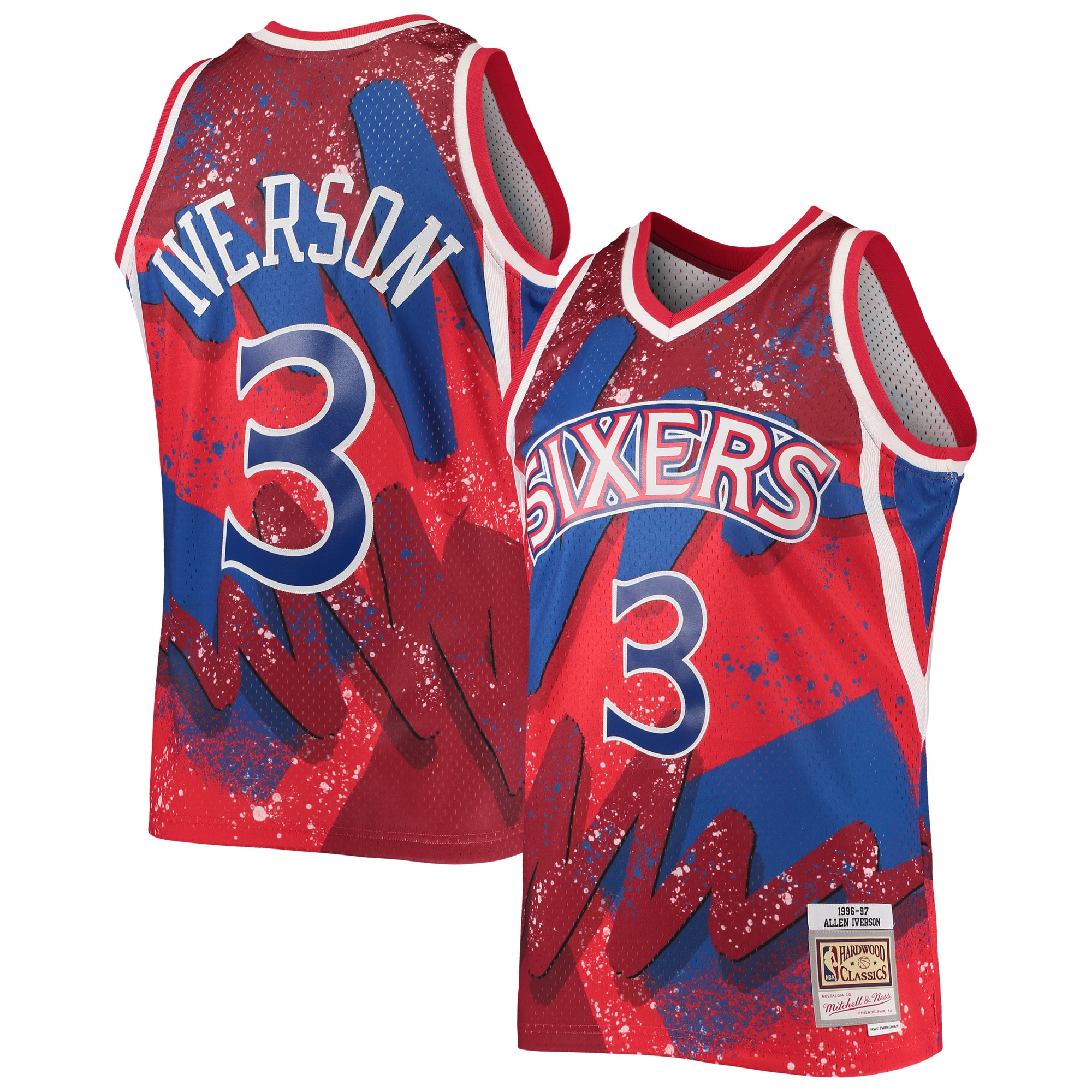 Allen Iverson Philadelphia 76ers Mitchell & Ness Hardwood Classics 1996\/97 Hyper Hoops Swingman Jersey - Red