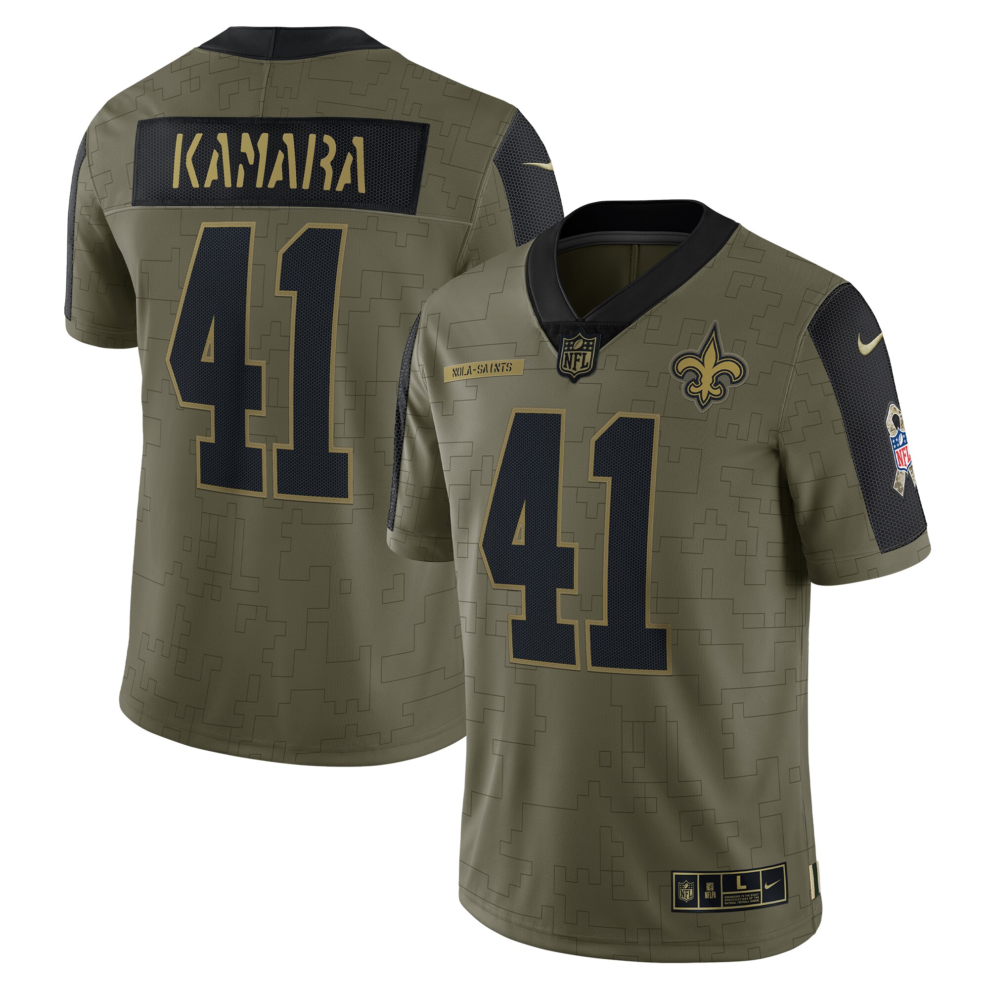 Alvin Kamara New Orleans Saints 2021 Salute To Service Limited Player Jersey - Olive