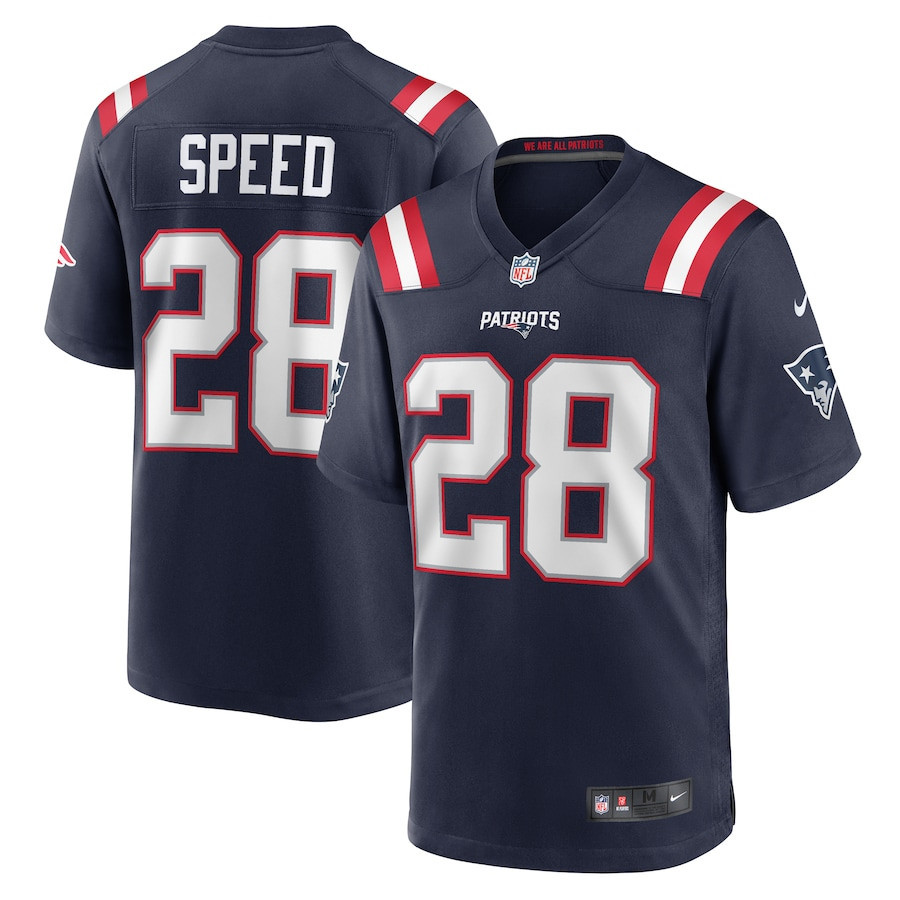 Ameer Speed 28 New England Patriots Men Team Game Jersey - Navy