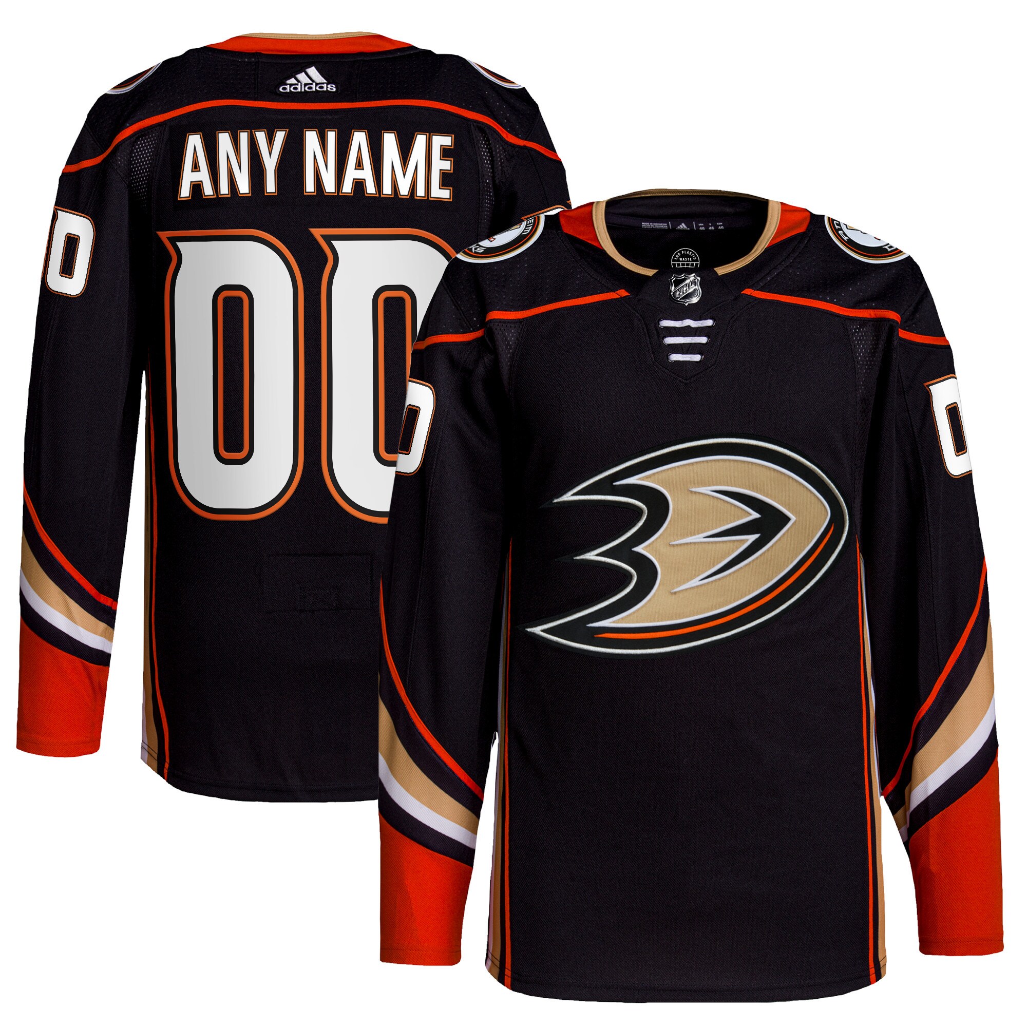 Anaheim Ducks adidas Home Primegreen Authentic Custom Jersey - Black