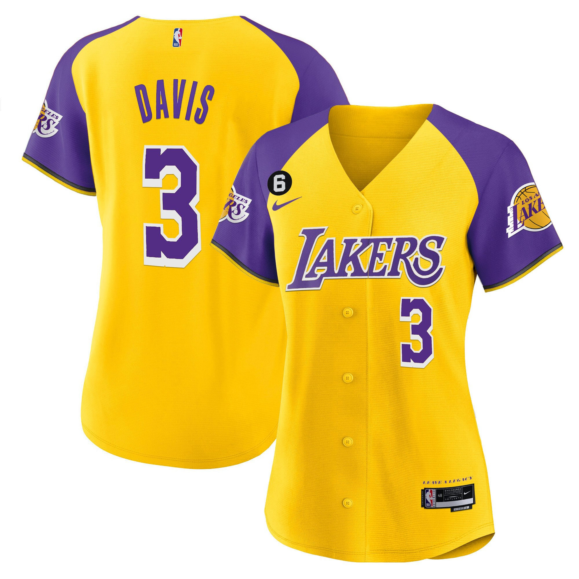 Anthony Davis 3 Los Angeles Lakers Alternate Baseball Jersey - Gold