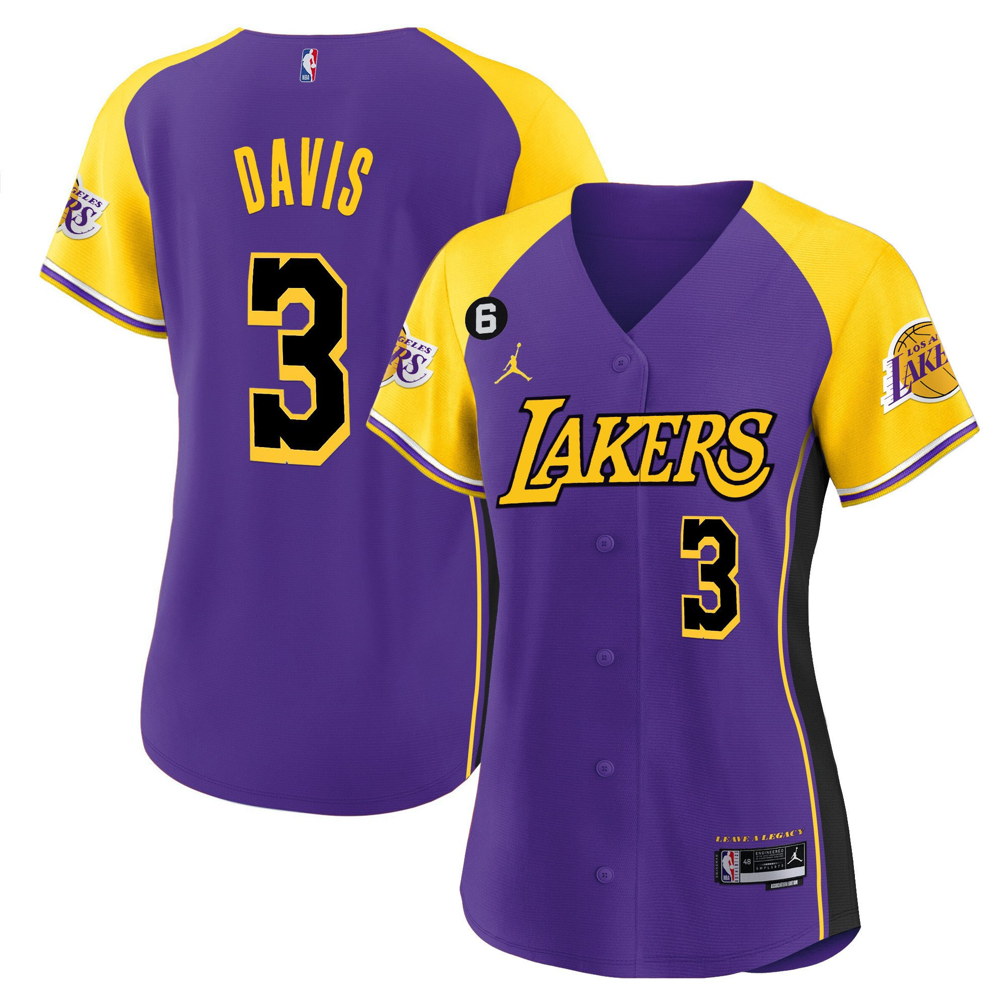 Anthony Davis 3 Los Angeles Lakers Alternate Baseball Jersey - Purple