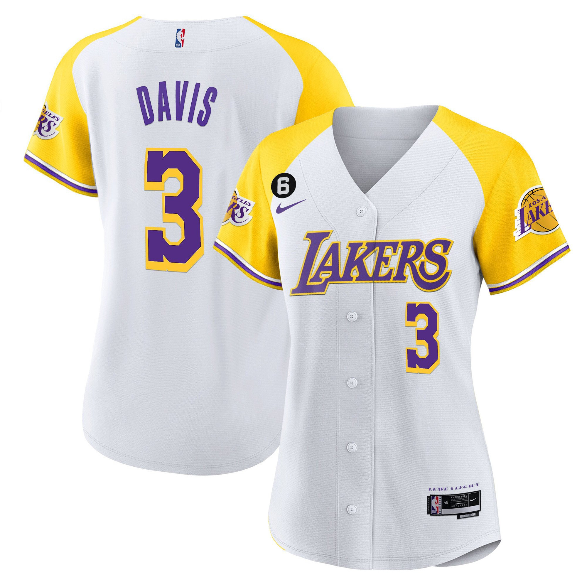 Anthony Davis 3 Los Angeles Lakers Alternate Baseball Jersey - White