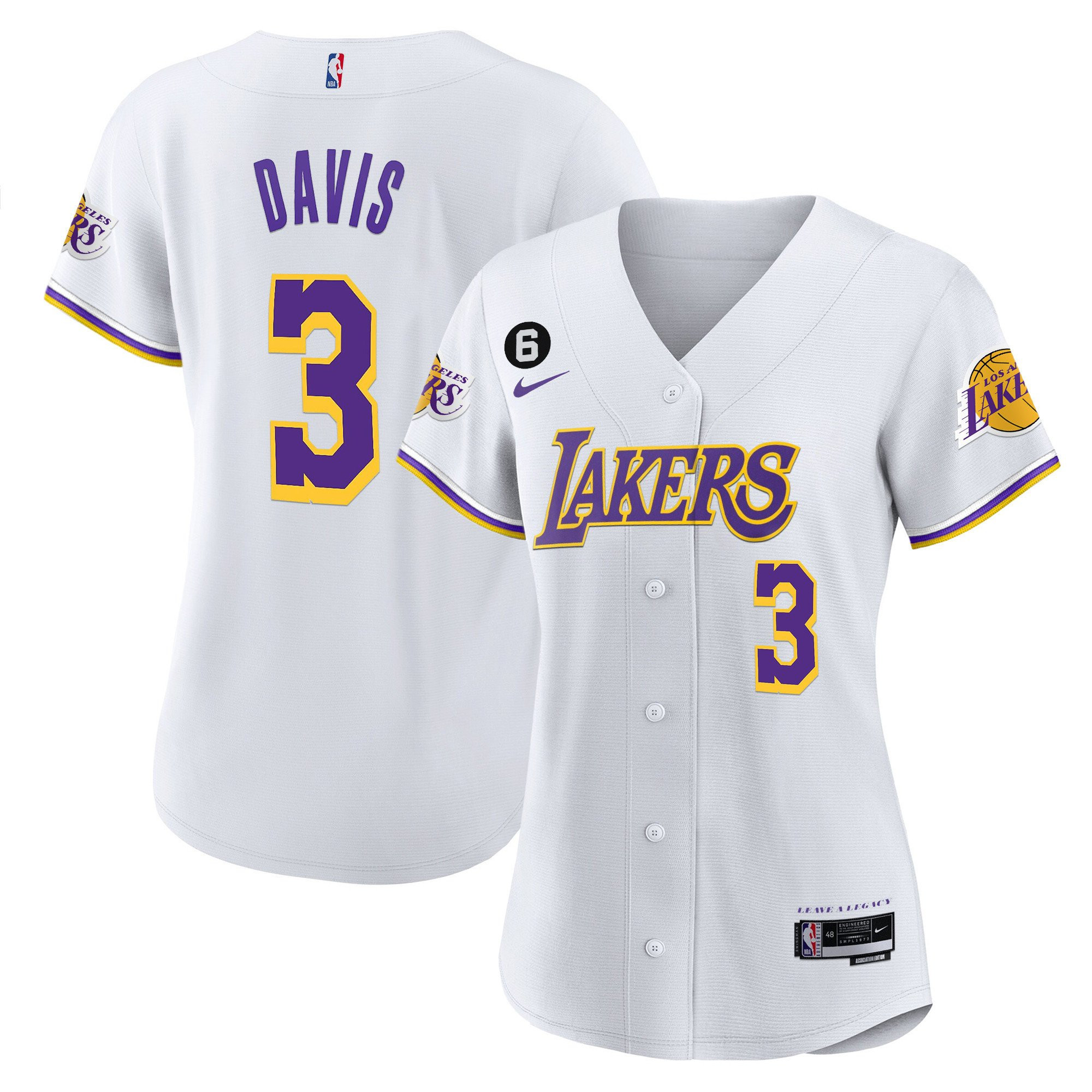 Anthony Davis 3 Los Angeles Lakers Baseball Jersey - White