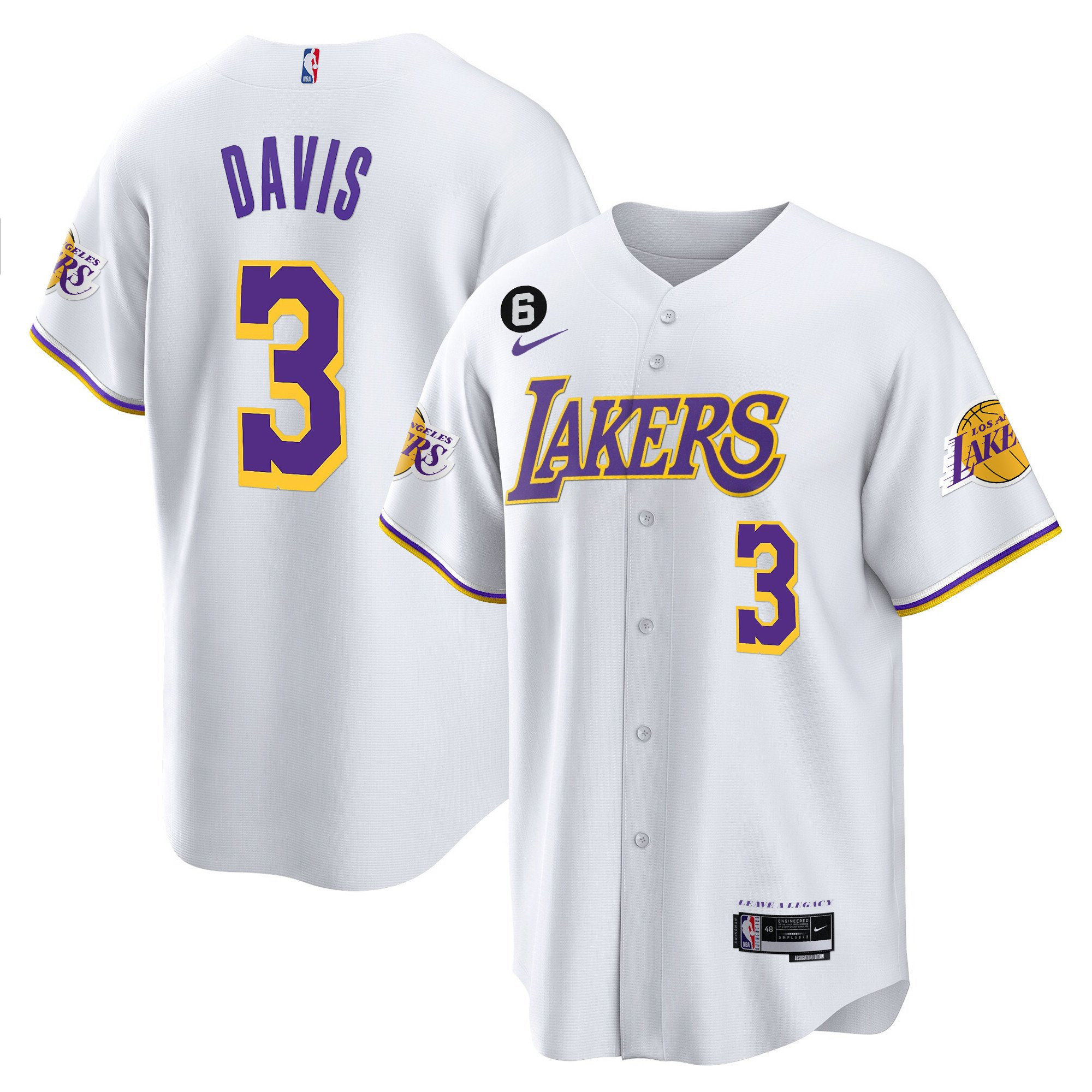 Anthony Davis 3 Los Angeles Lakers Baseball Men Jersey - White