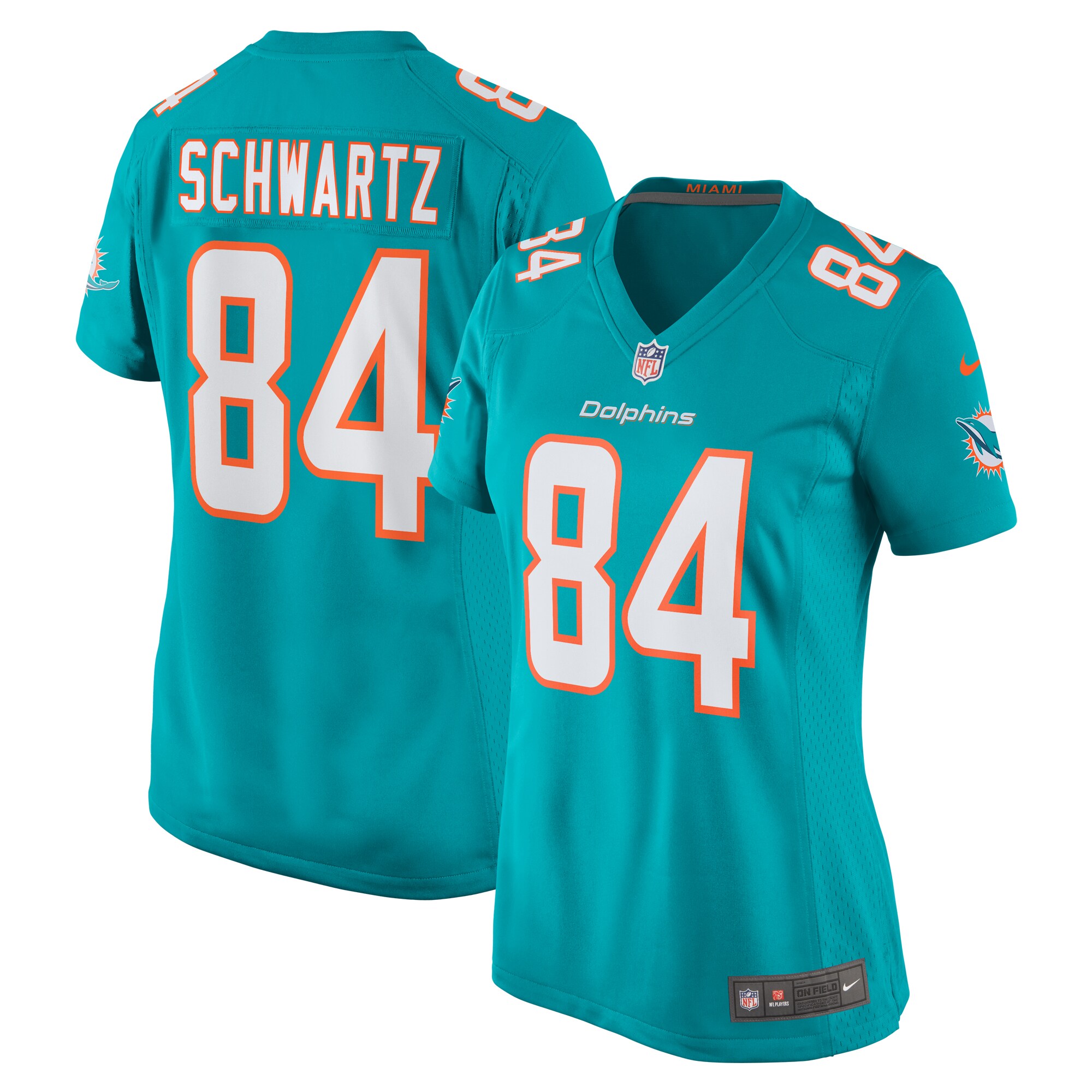 Anthony Schwartz Miami Dolphins Women's Team Game Jersey - Aqua