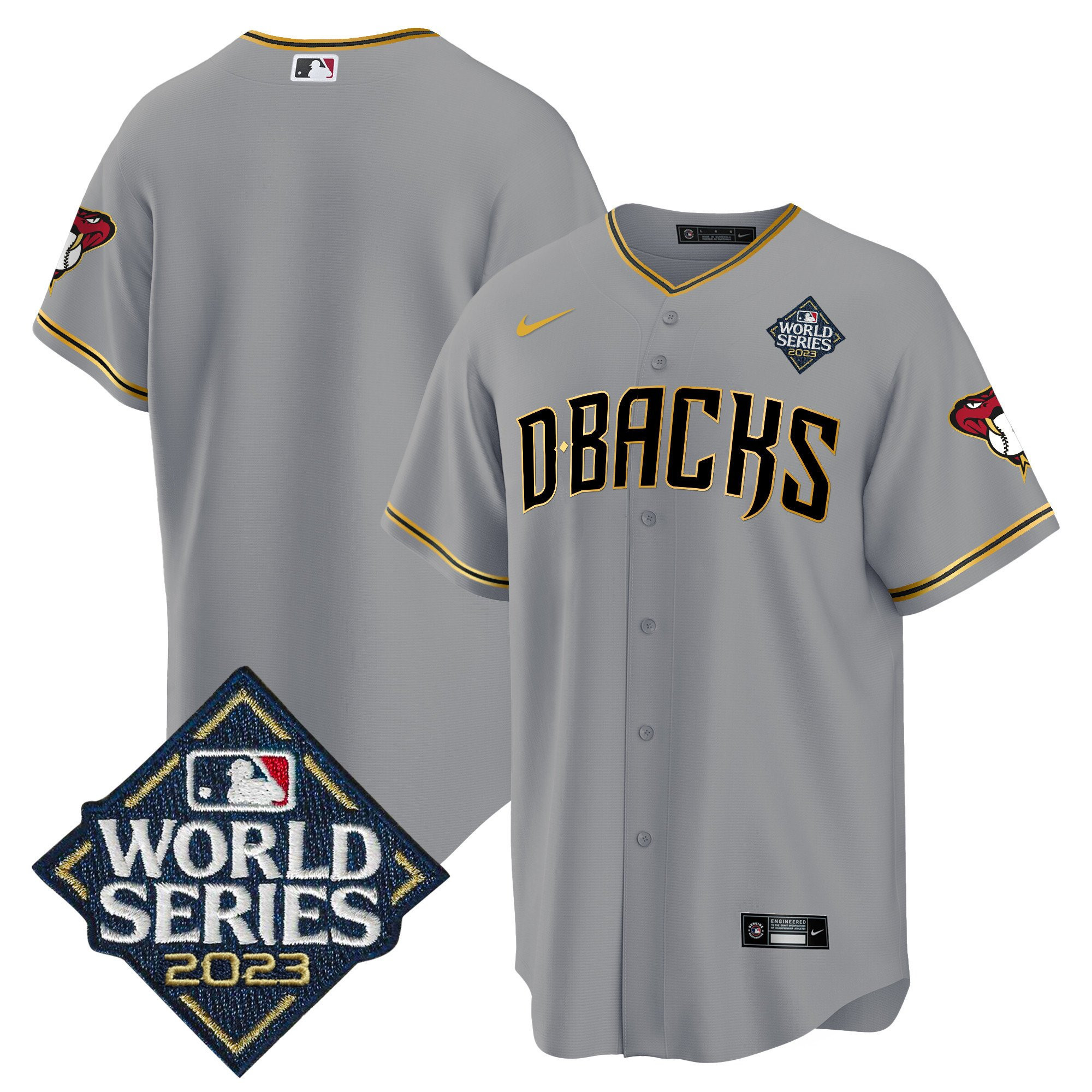 Arizona Diamondbacks 2023 World Series Men Jersey - Gray Gold