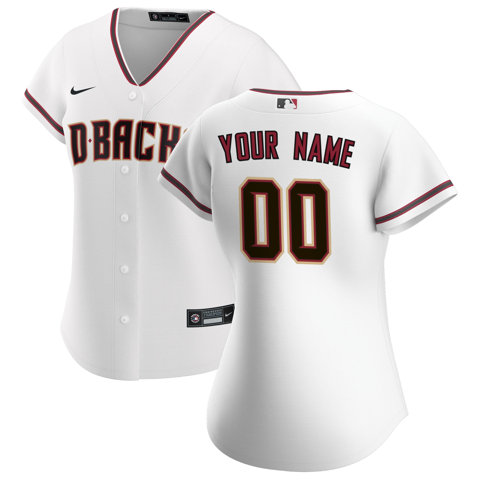 Arizona Diamondbacks Women's Home Replica Custom Jersey - White