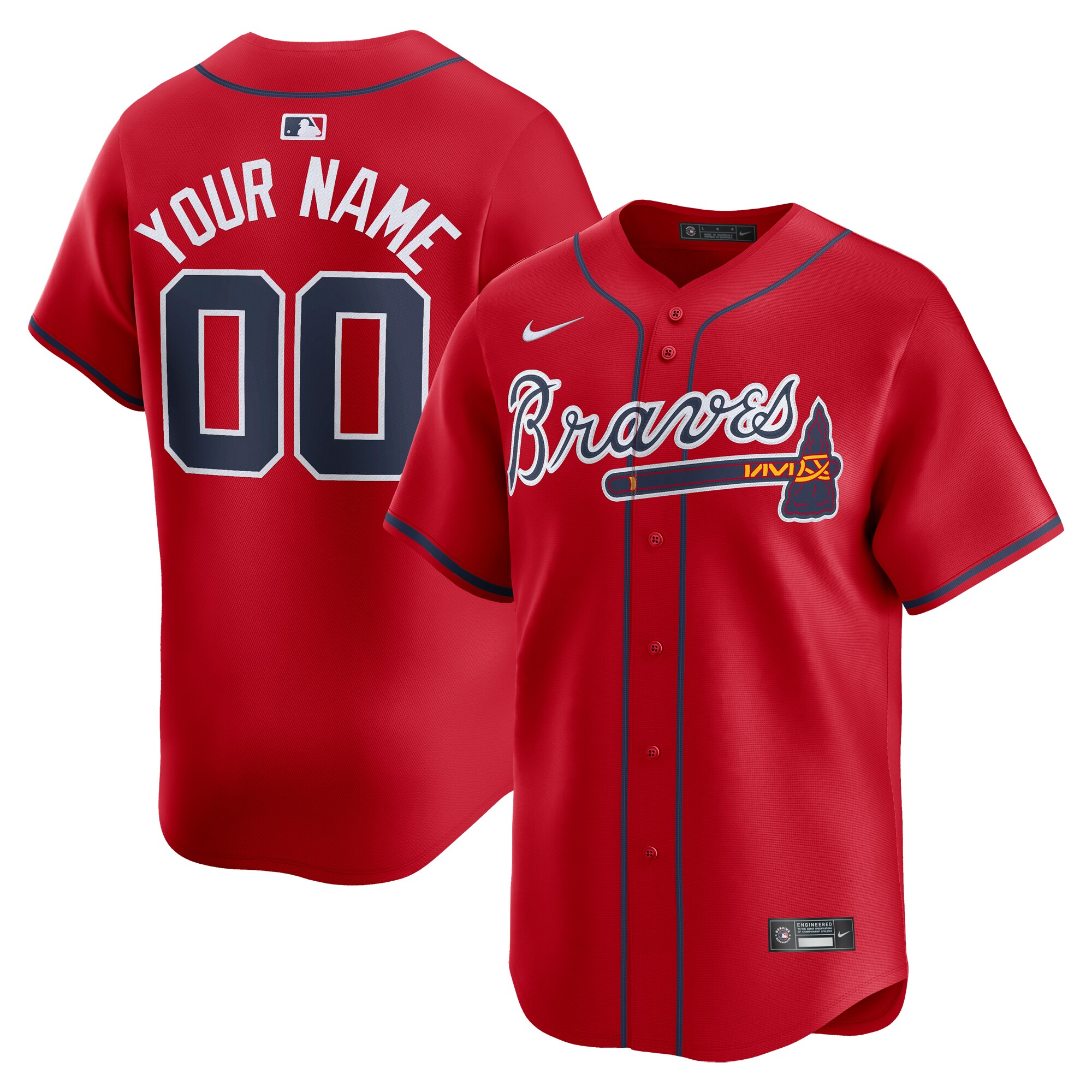 Atlanta Braves Alternate Limited Custom Jersey\u00c2\u00a0\u00e2\u20ac\u201c Red