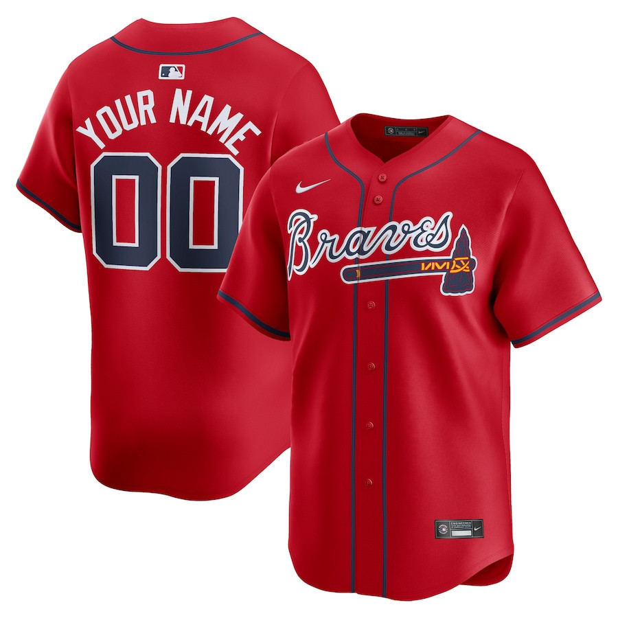 Atlanta Braves Alternate Limited Custom Men Jersey - Red