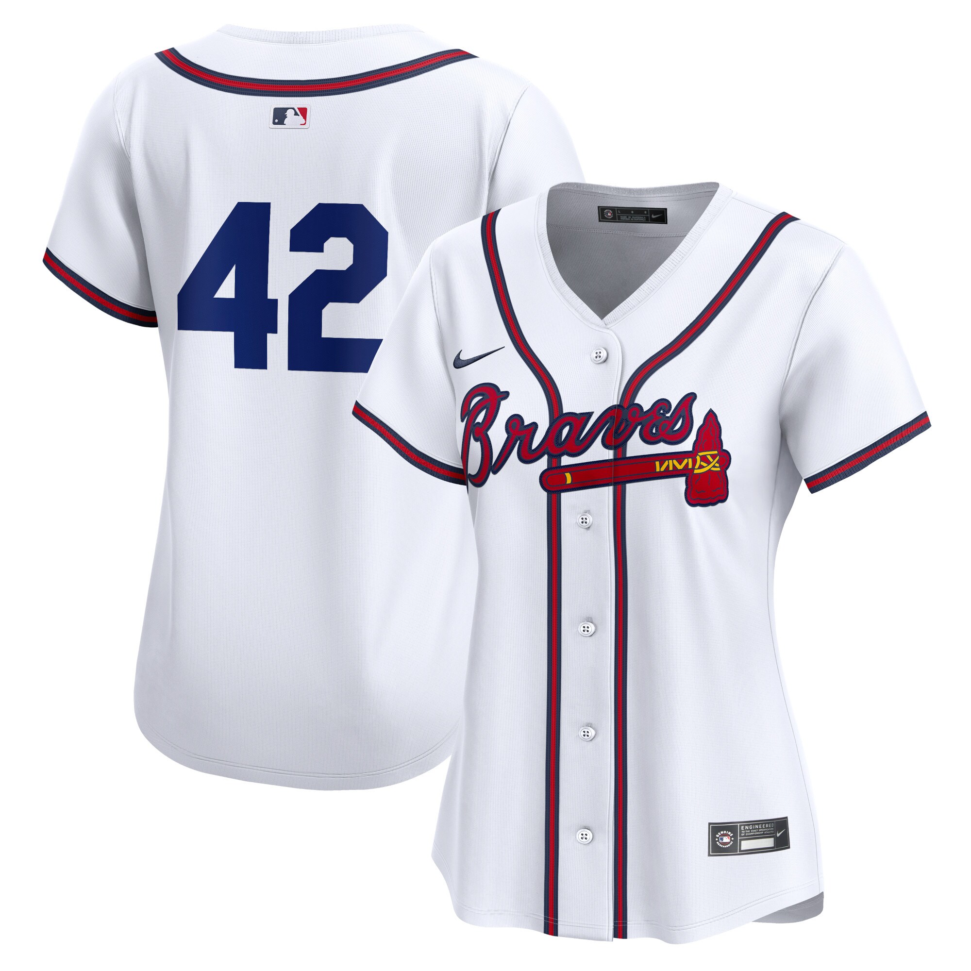 Atlanta Braves Women's 2024 Jackie Robinson Day Home Limited Jersey\u00c2\u00a0\u00e2\u20ac\u201c White