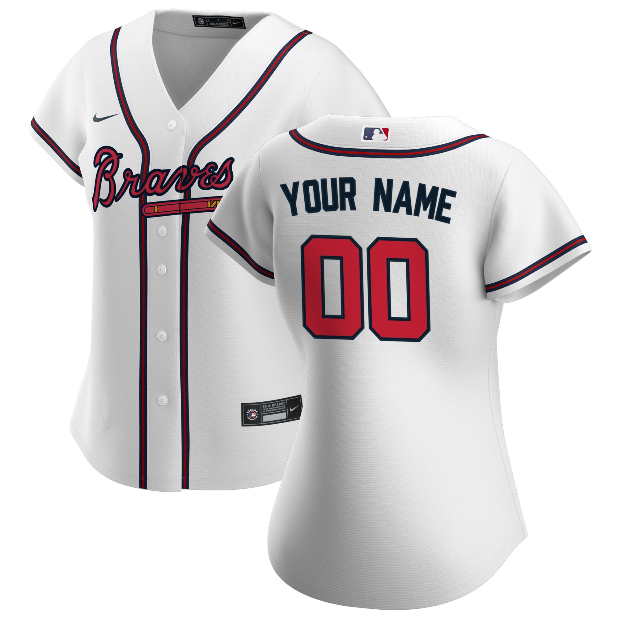 Atlanta Braves Women's Home Replica Custom Jersey - White