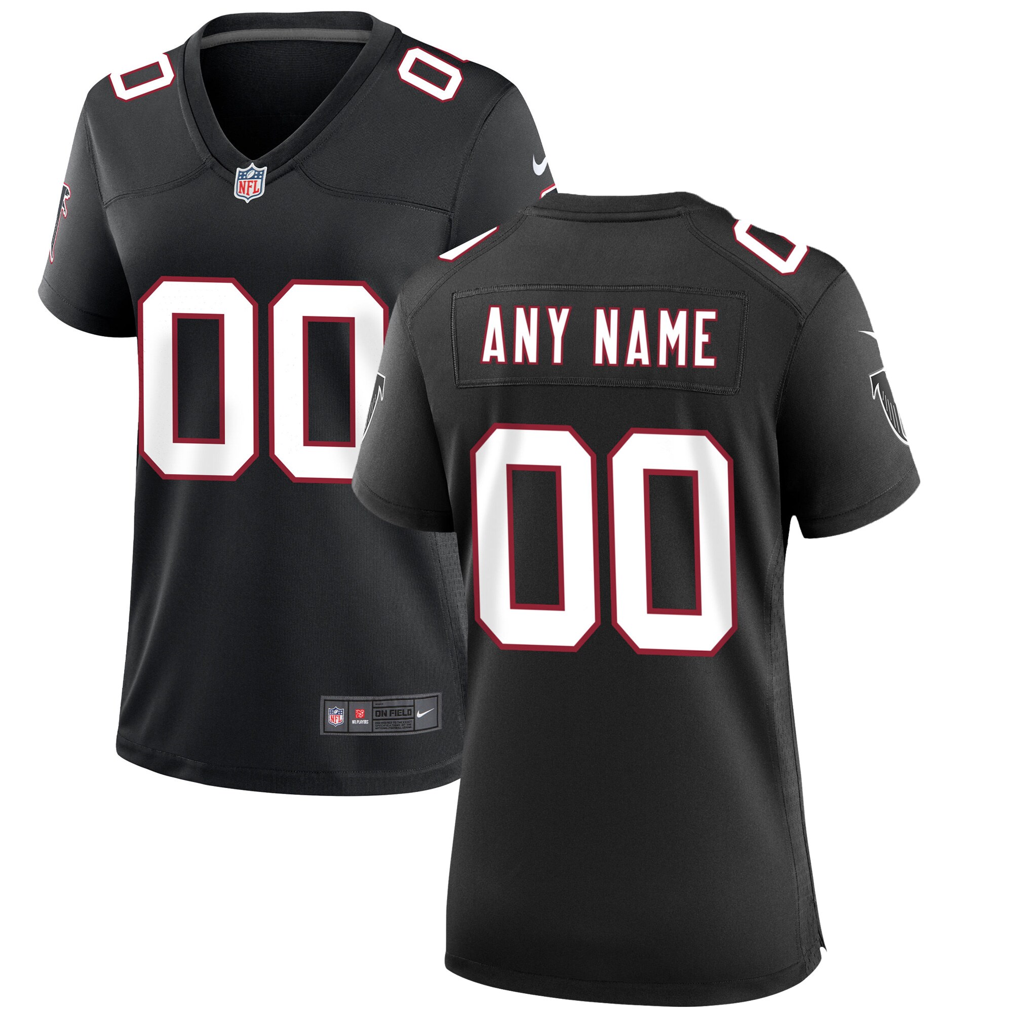 Atlanta Falcons Women's Throwback Custom Game Jersey - Black