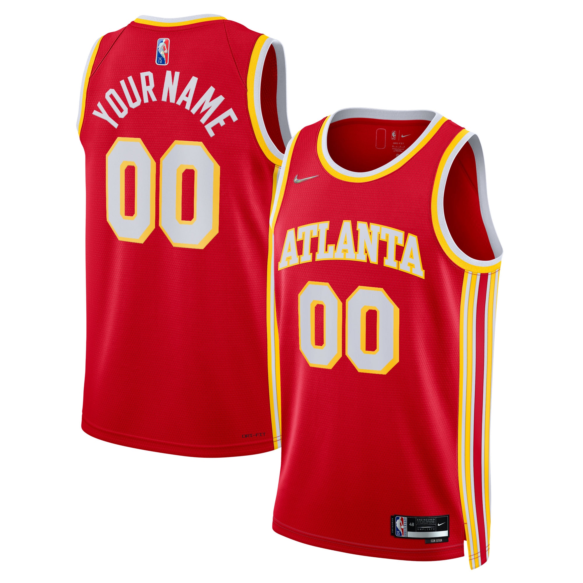 Atlanta Hawks 2021\/22 Diamond Swingman Custom Jersey - Icon Edition - Red