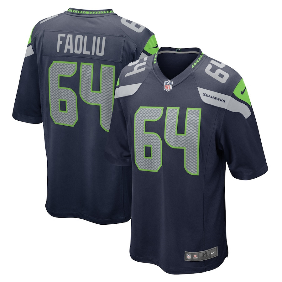 Austin Faoliu 64 Seattle Seahawks Men Game Jersey - College Navy