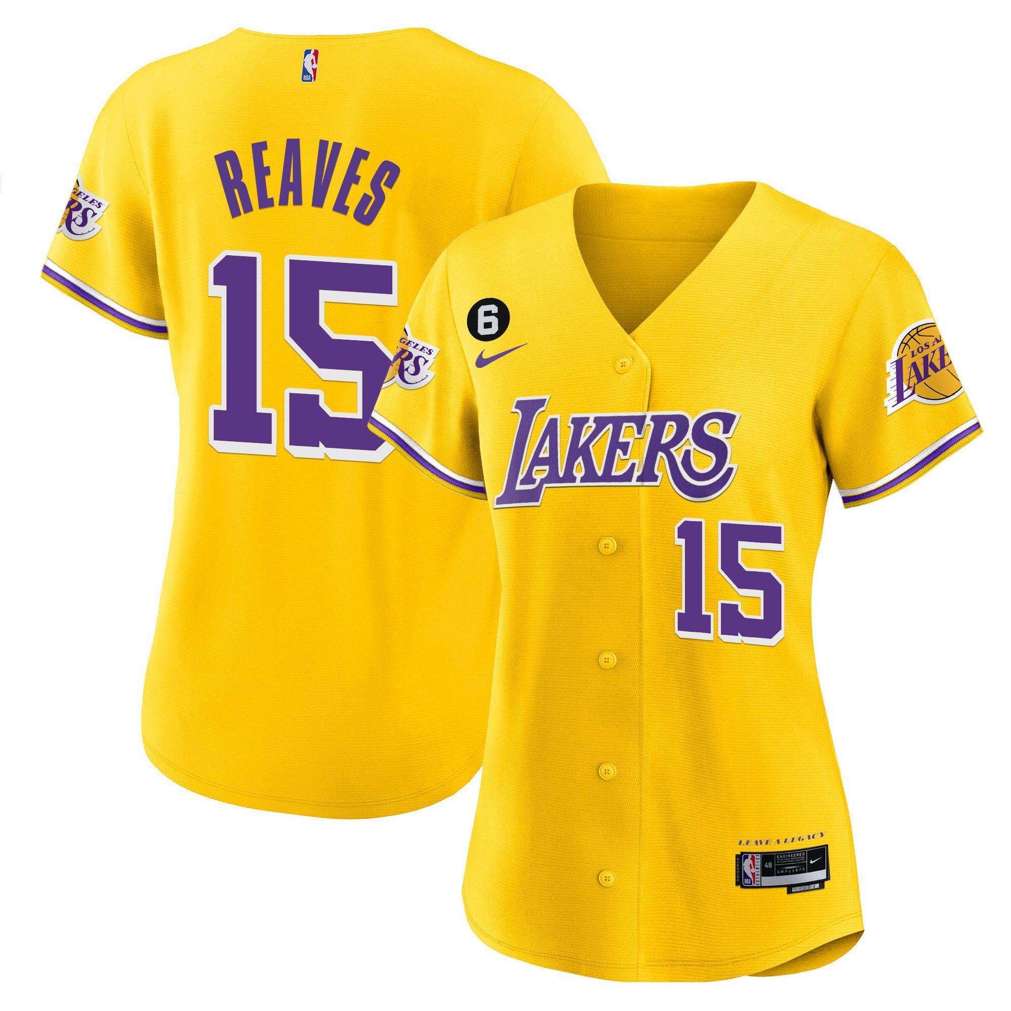 Austin Reaves 15 Los Angeles Lakers Baseball Jersey - Gold