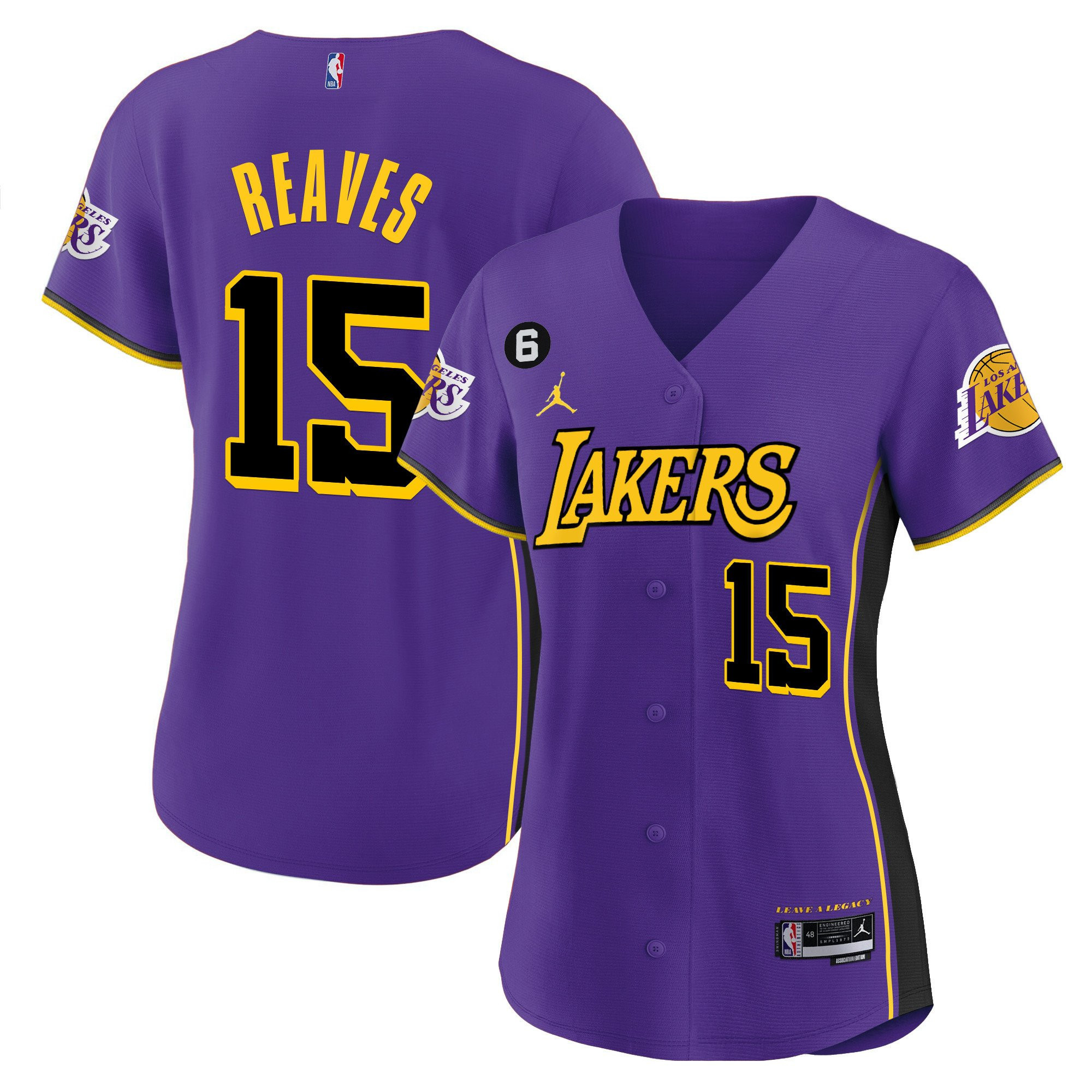 Austin Reaves 15 Los Angeles Lakers Baseball Jersey - Purple