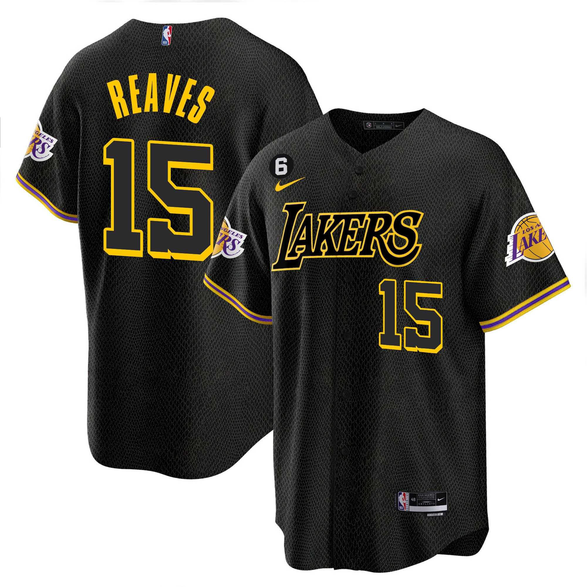 Austin Reaves 15 Los Angeles Lakers Baseball Men Jersey - Black Mamba