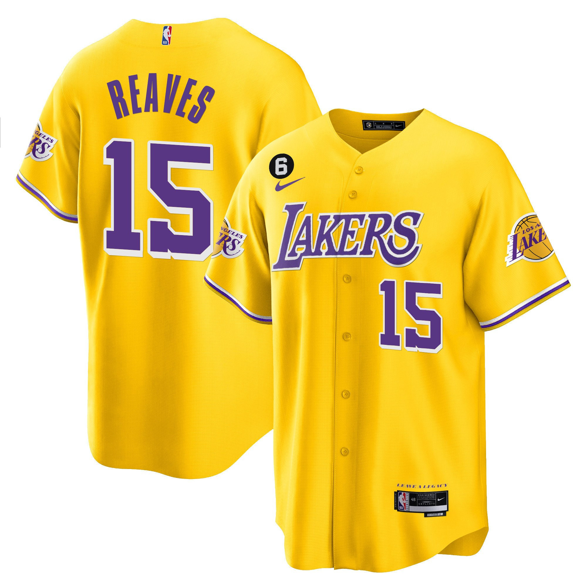 Austin Reaves 15 Los Angeles Lakers Baseball Men Jersey - Gold