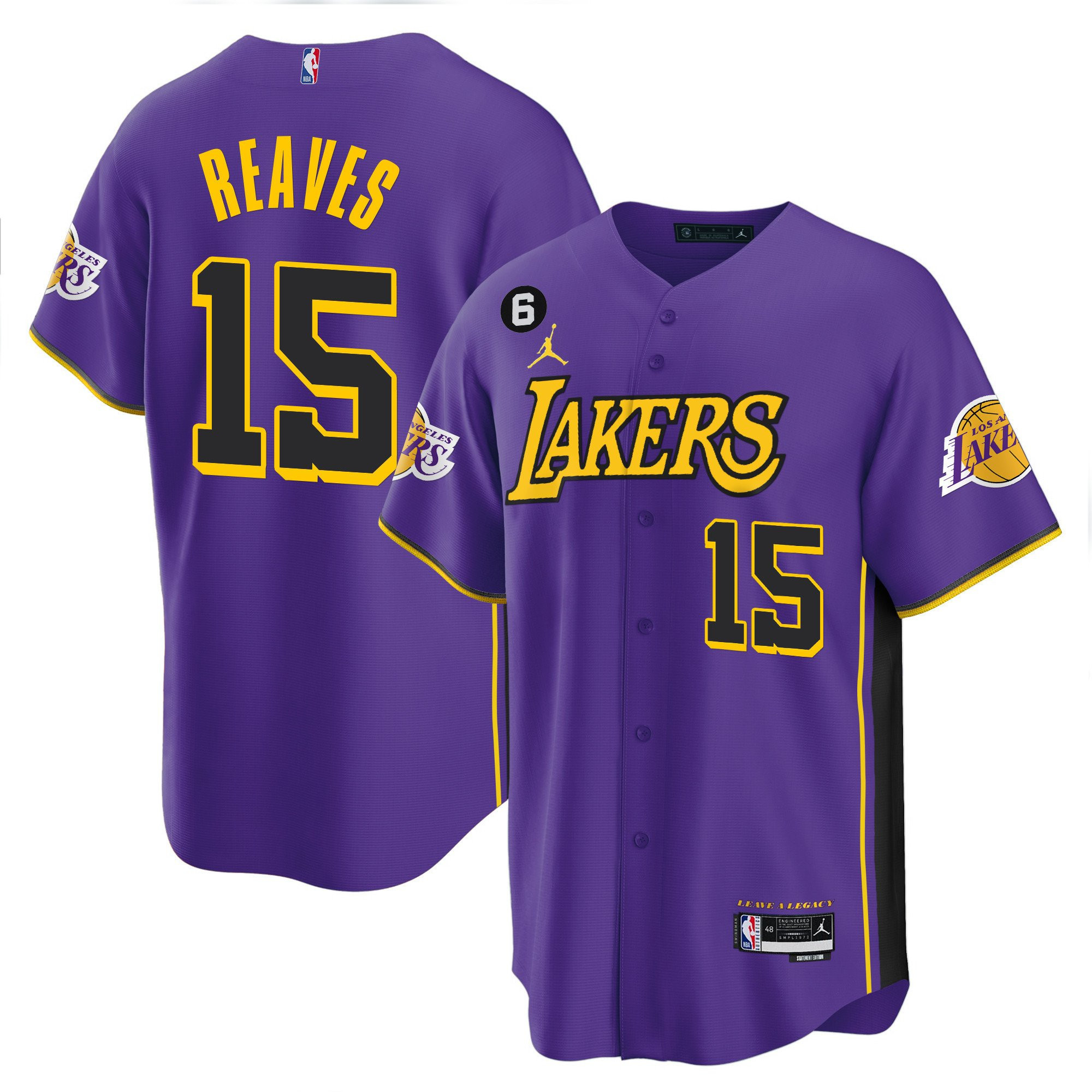 Austin Reaves 15 Los Angeles Lakers Baseball Men Jersey - Purple