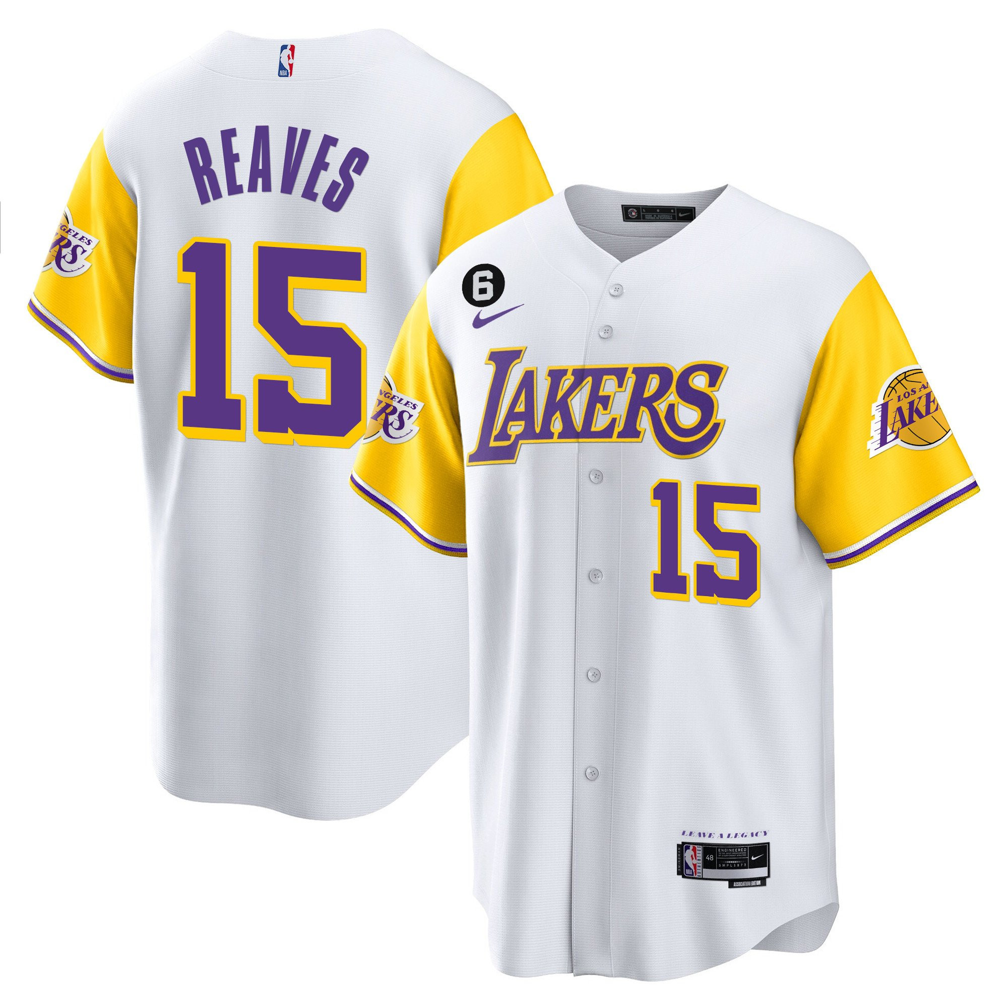 Austin Reaves 15 Los Angeles Lakers Color Sleeves Baseball Men Jersey - White