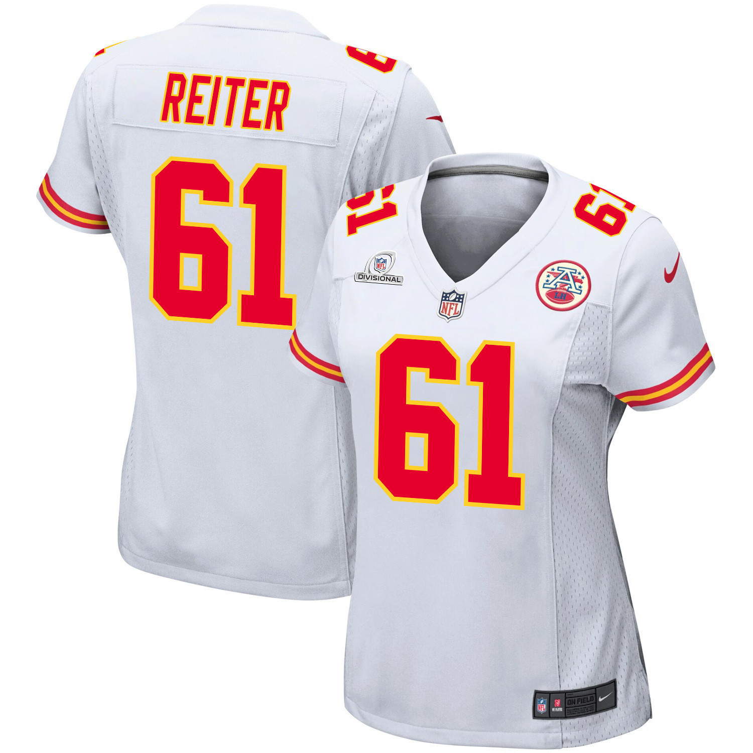 Austin Reiter 61 Kansas City Chiefs Super Bowl LVIII Patch Game Women Jersey - White