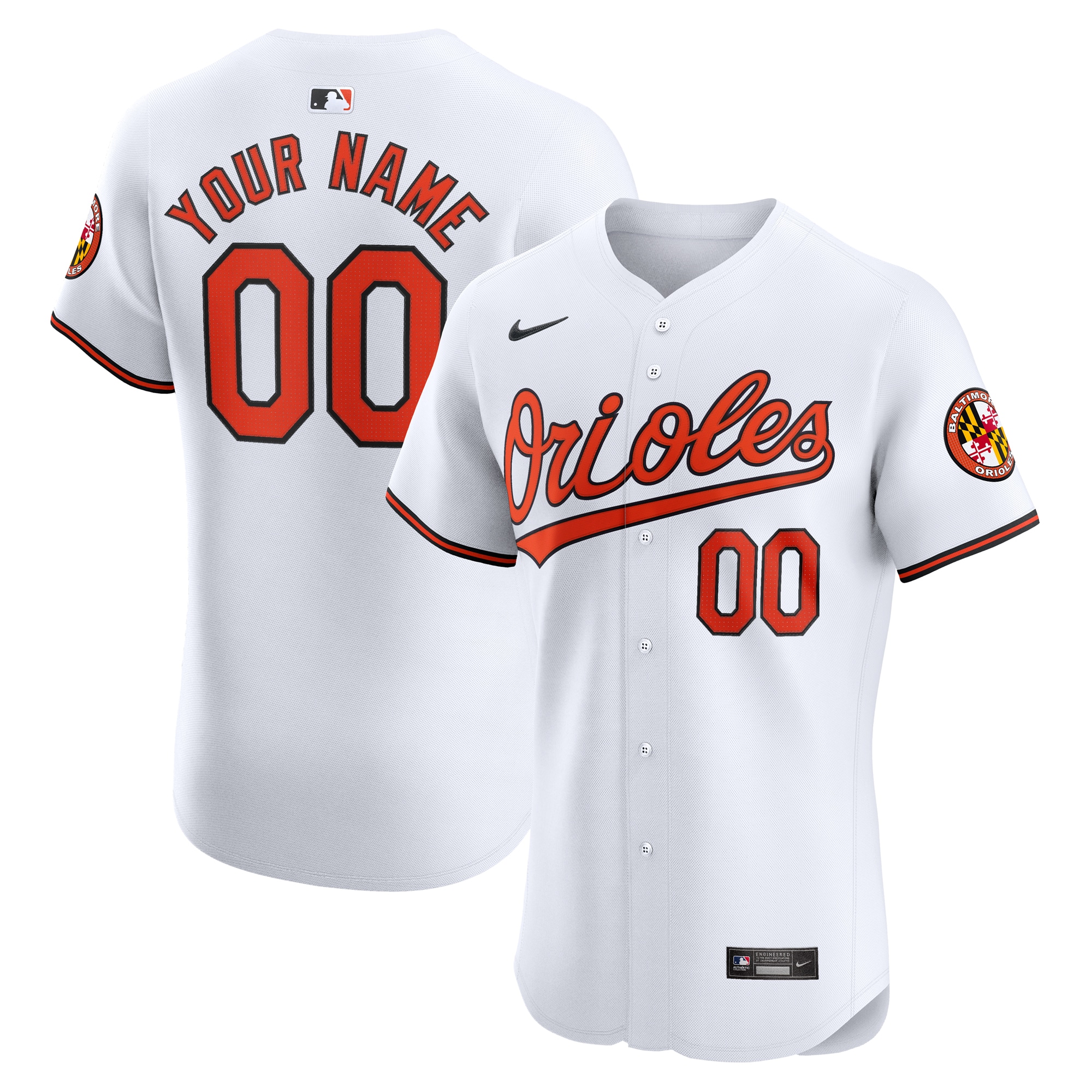 Baltimore Orioles Home Elite Custom Jersey - White